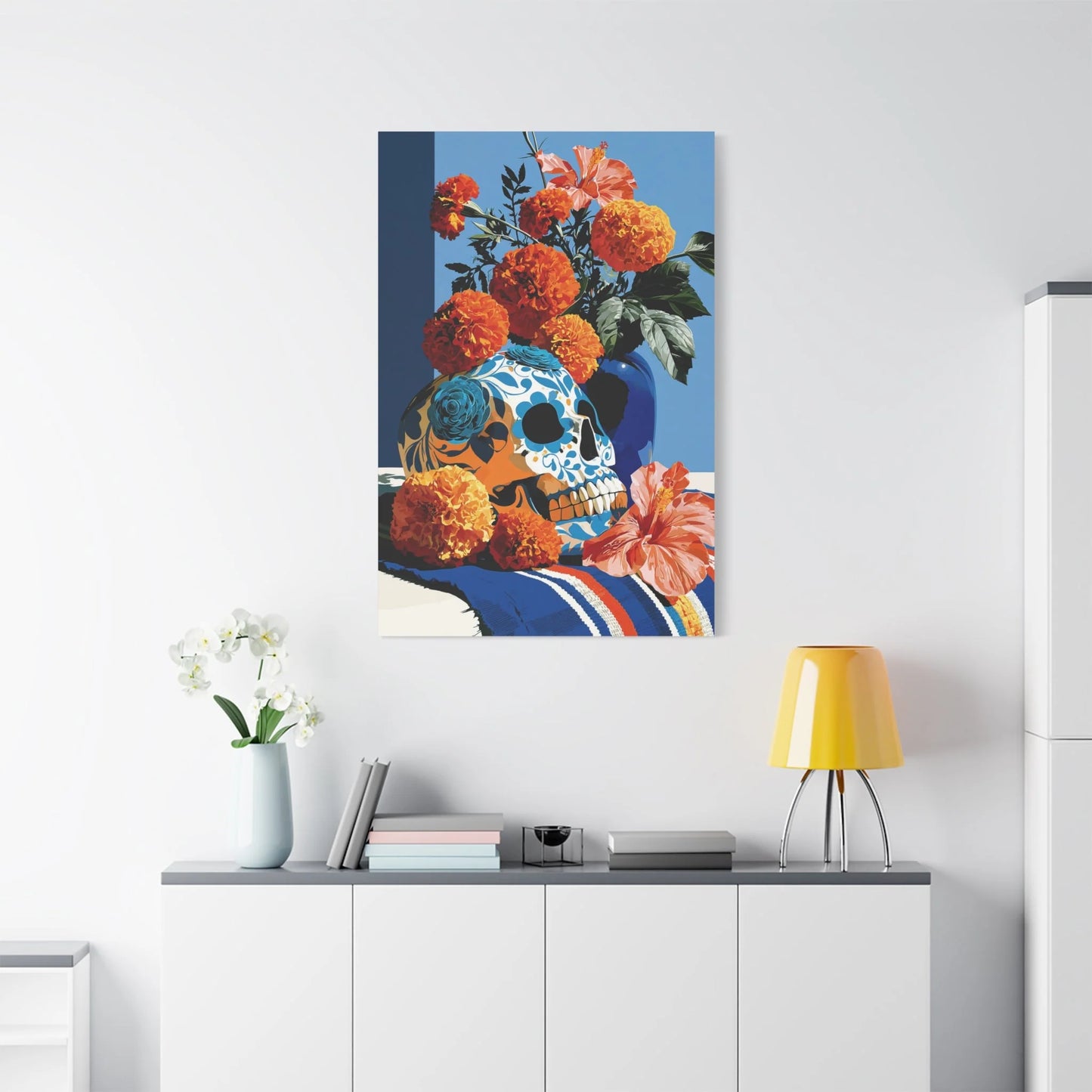 Tableau Nature Morte Vanitas Mexicaine Día de Muertos - Fête des Ombres - vue mur grande hauteur