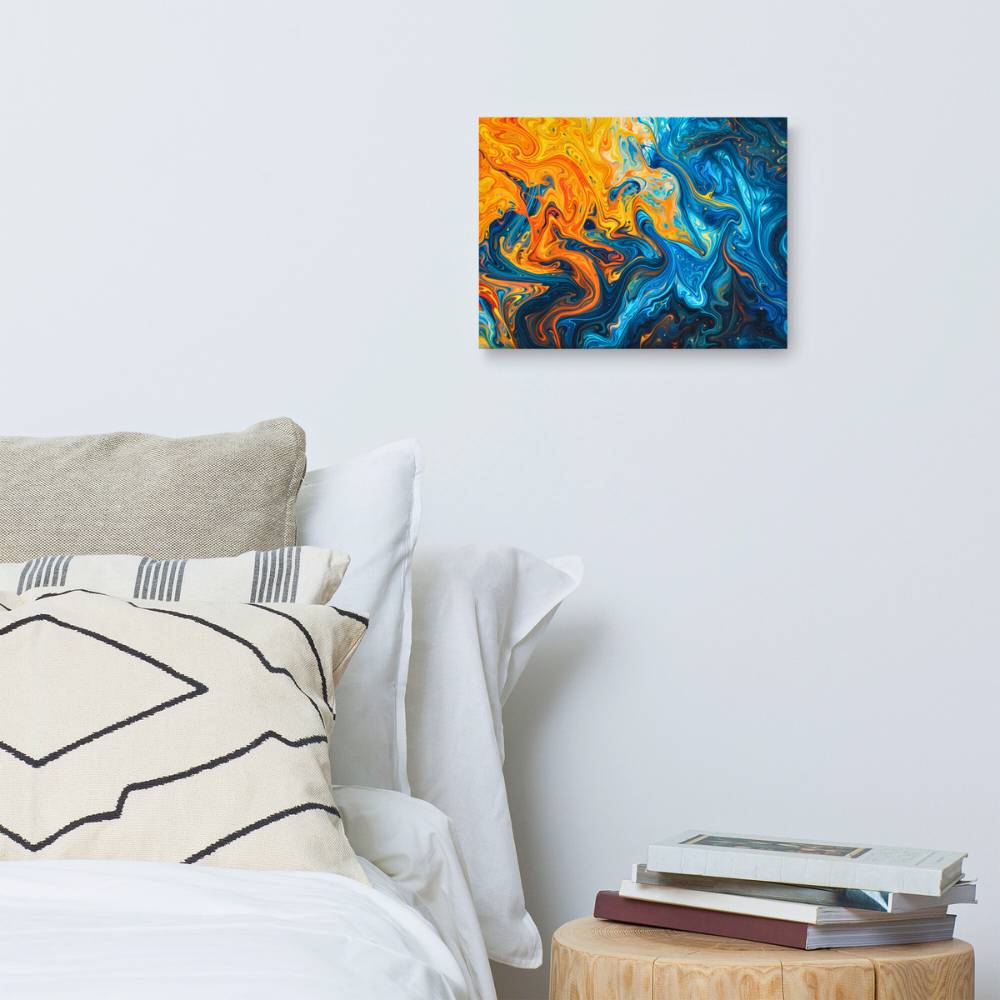 Tableau Abstrait Orange et Bleu - Dynamisme Contemporain Art Virtuoso