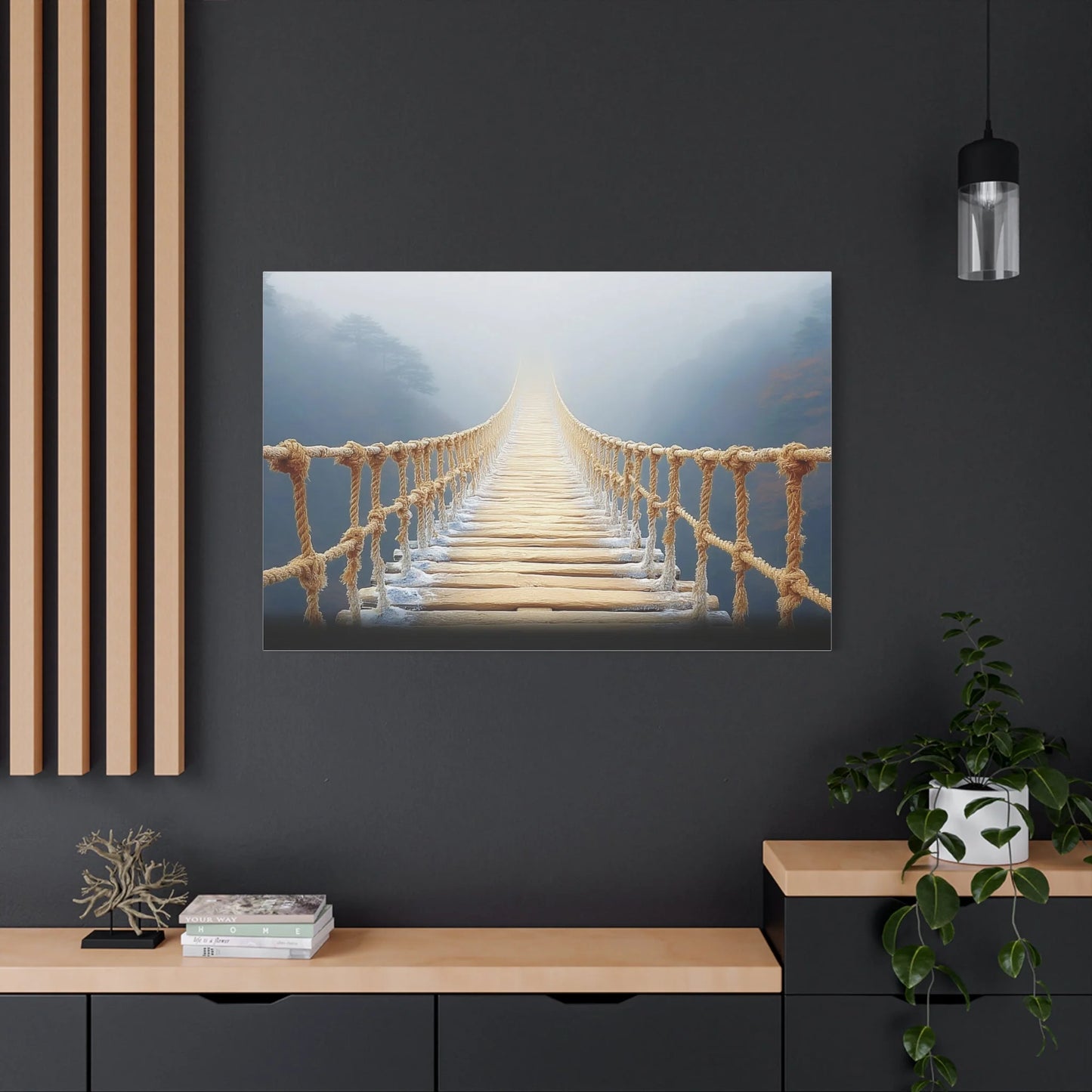 Tableau Pont de Corde Zen - Le Pont vers le Silence — Art Virtuoso