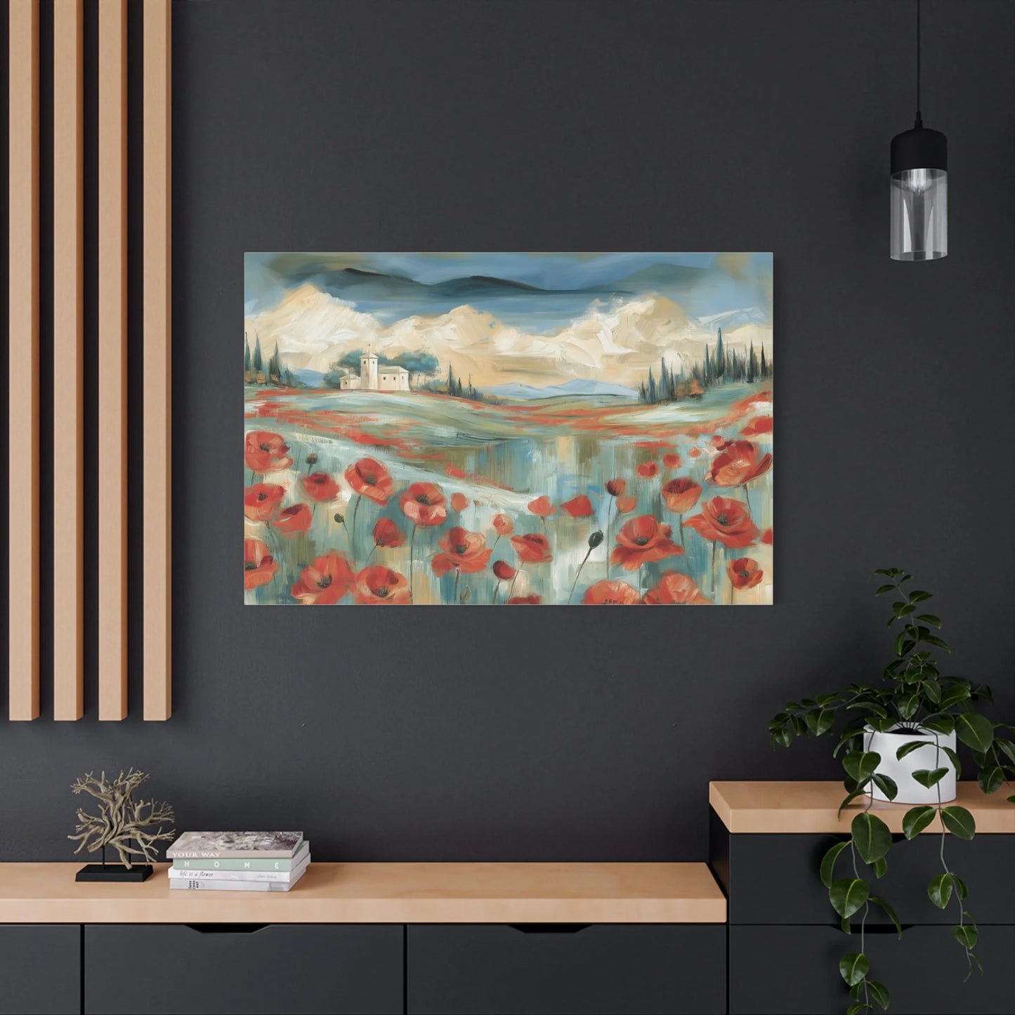 Tableau Champ de Coquelicots - Hommage à Monet - mise en scène impact maximal