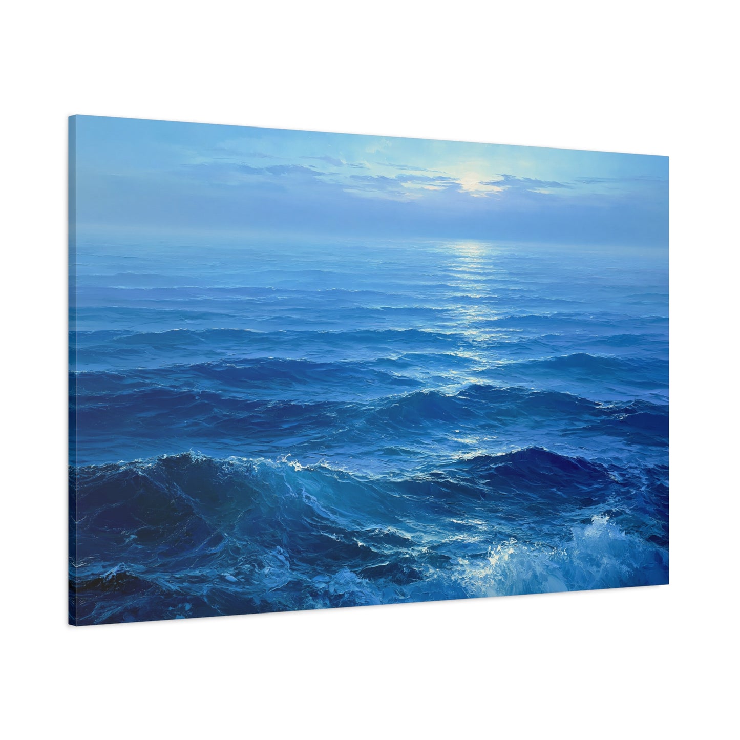 Ocean bleu profond avec vagues et lumiere claire sur l horizon - Art Virtuoso - vue 18/20