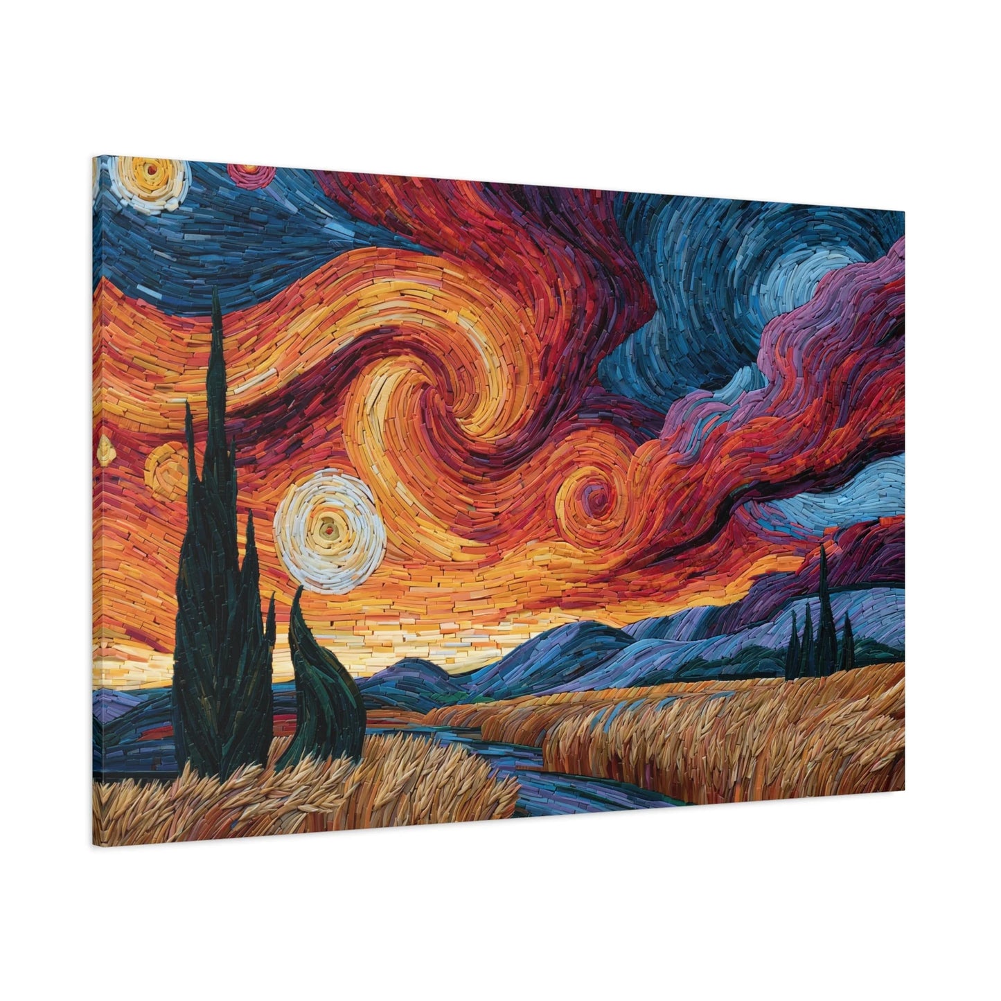 Tableau en Mosaïque Coucher de Soleil - Horizon Impressionniste - décor monumental espace ouvert