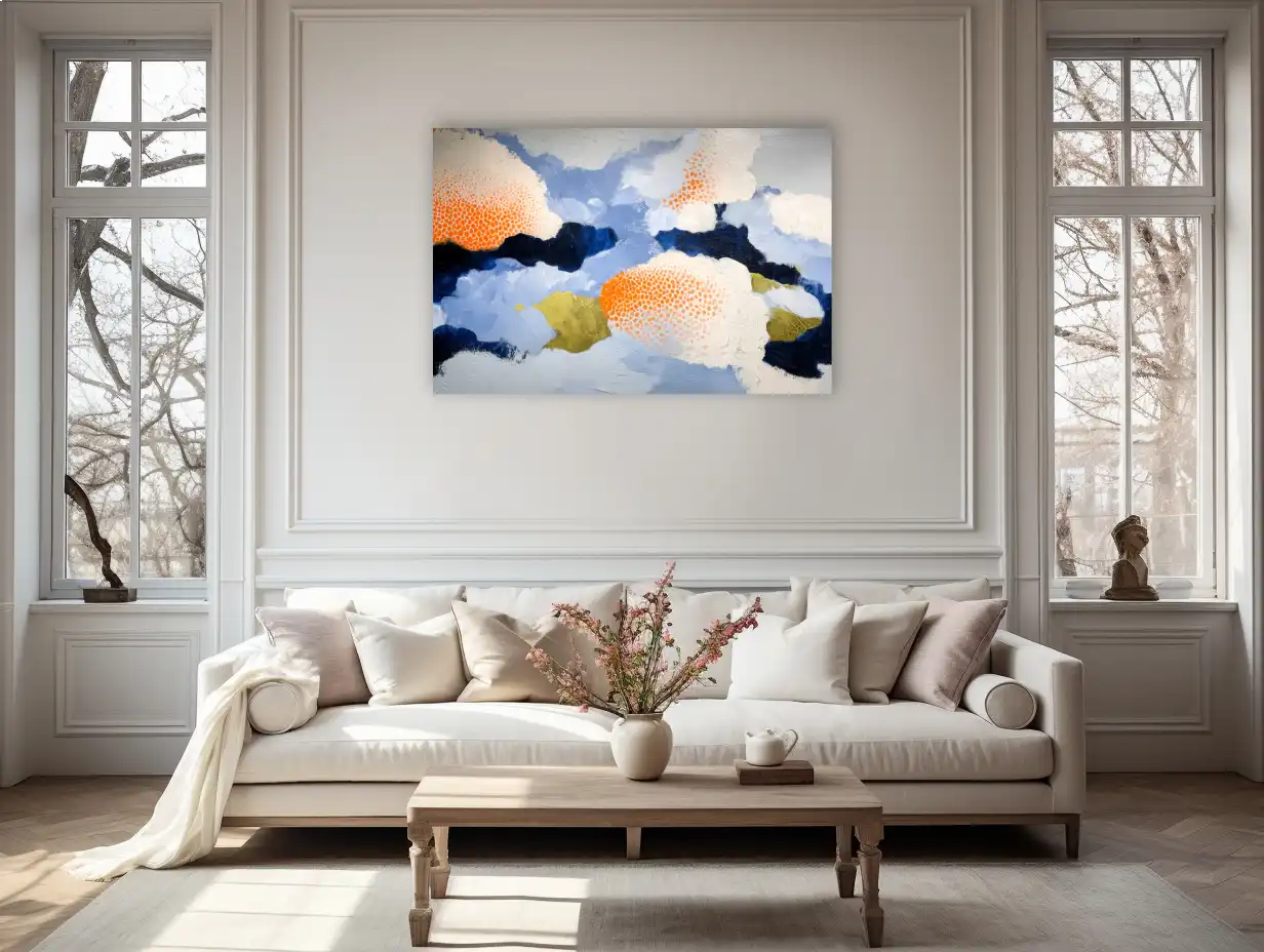 Composition Nordique 1 - nuages indigo et corail