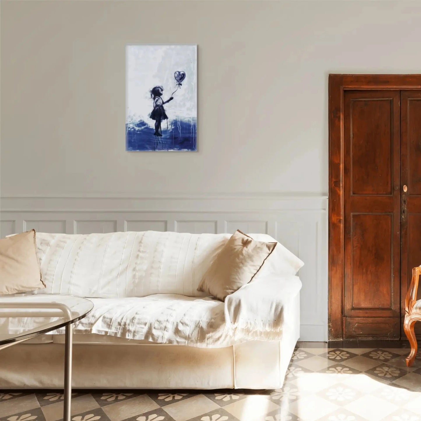 La Petite Fille au Ballon - Bleu Klein Affiches, reproductions et œuvres graphiques Art Virtuoso