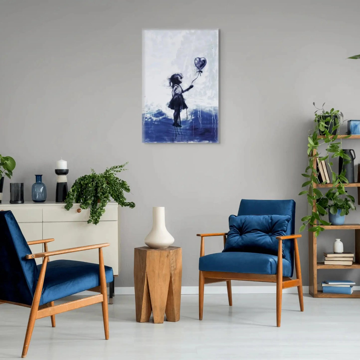 La Petite Fille au Ballon - Bleu Klein Affiches, reproductions et œuvres graphiques Art Virtuoso