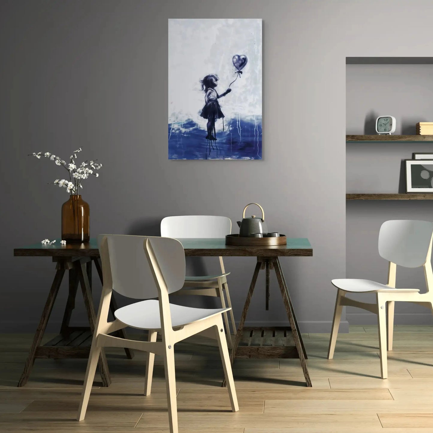 La Petite Fille au Ballon - Bleu Klein Affiches, reproductions et œuvres graphiques Art Virtuoso