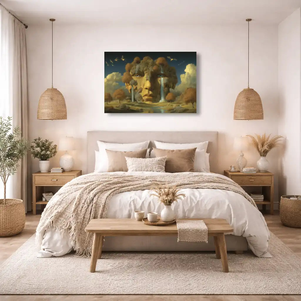 Peinture paysage surréaliste - Le Visage des Cascades