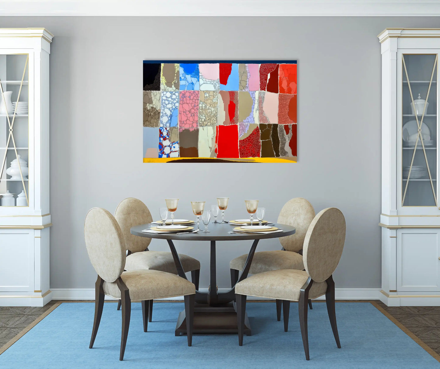 Leinwand Polares Patchwork – Frostmosaik und Karmesin