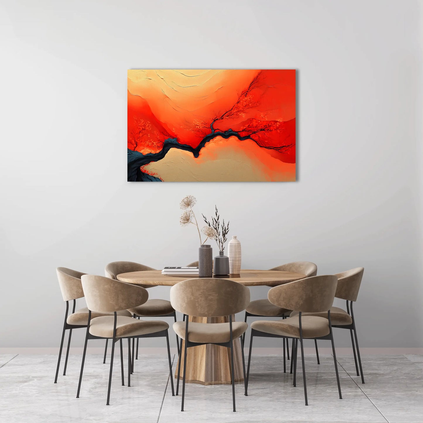 Peinture Branche de feu – Essence incandescente en terre cuite