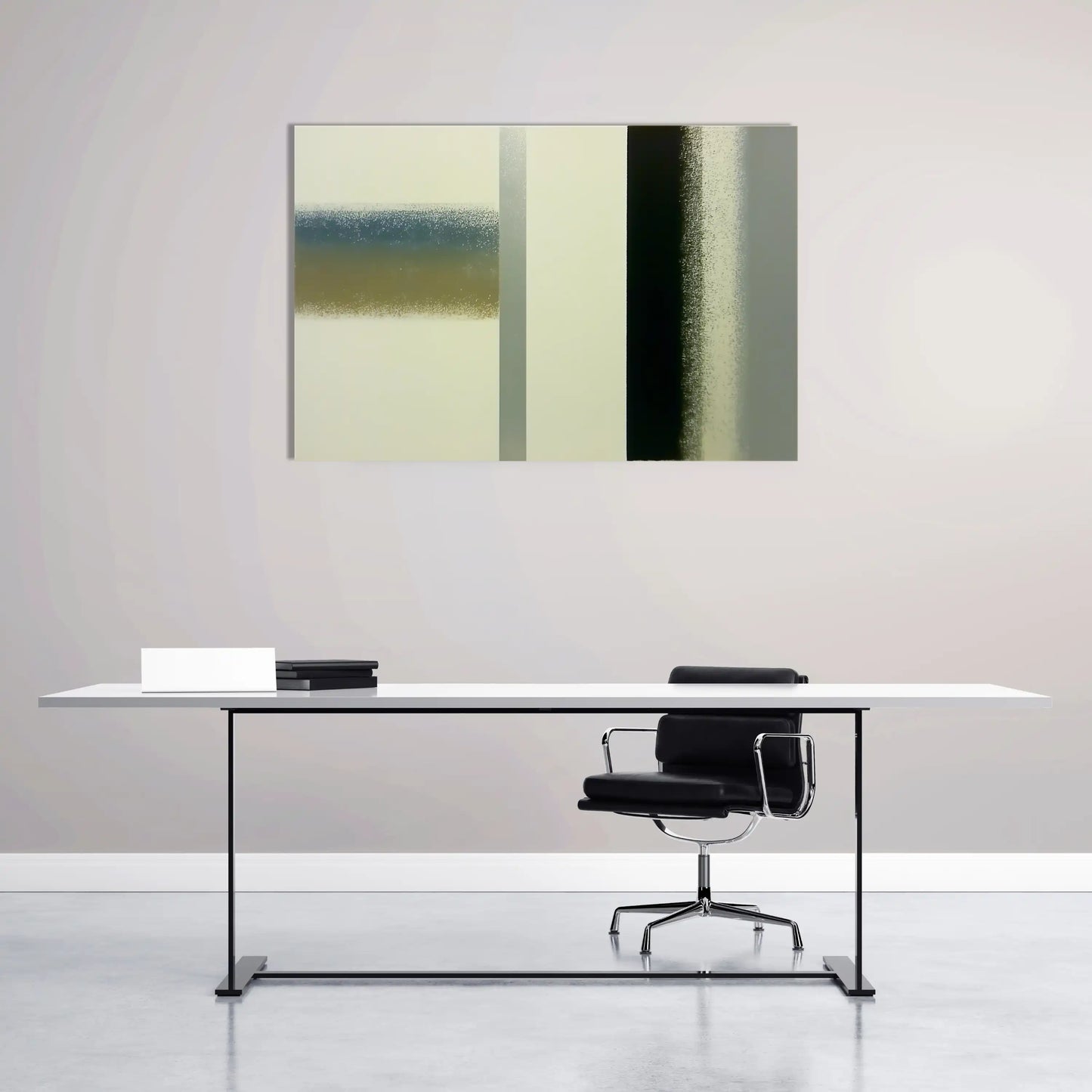 Peinture Minimaliste Géométrique aux Bandes Dégradées – Silences Structurés et Ombres Diffusées