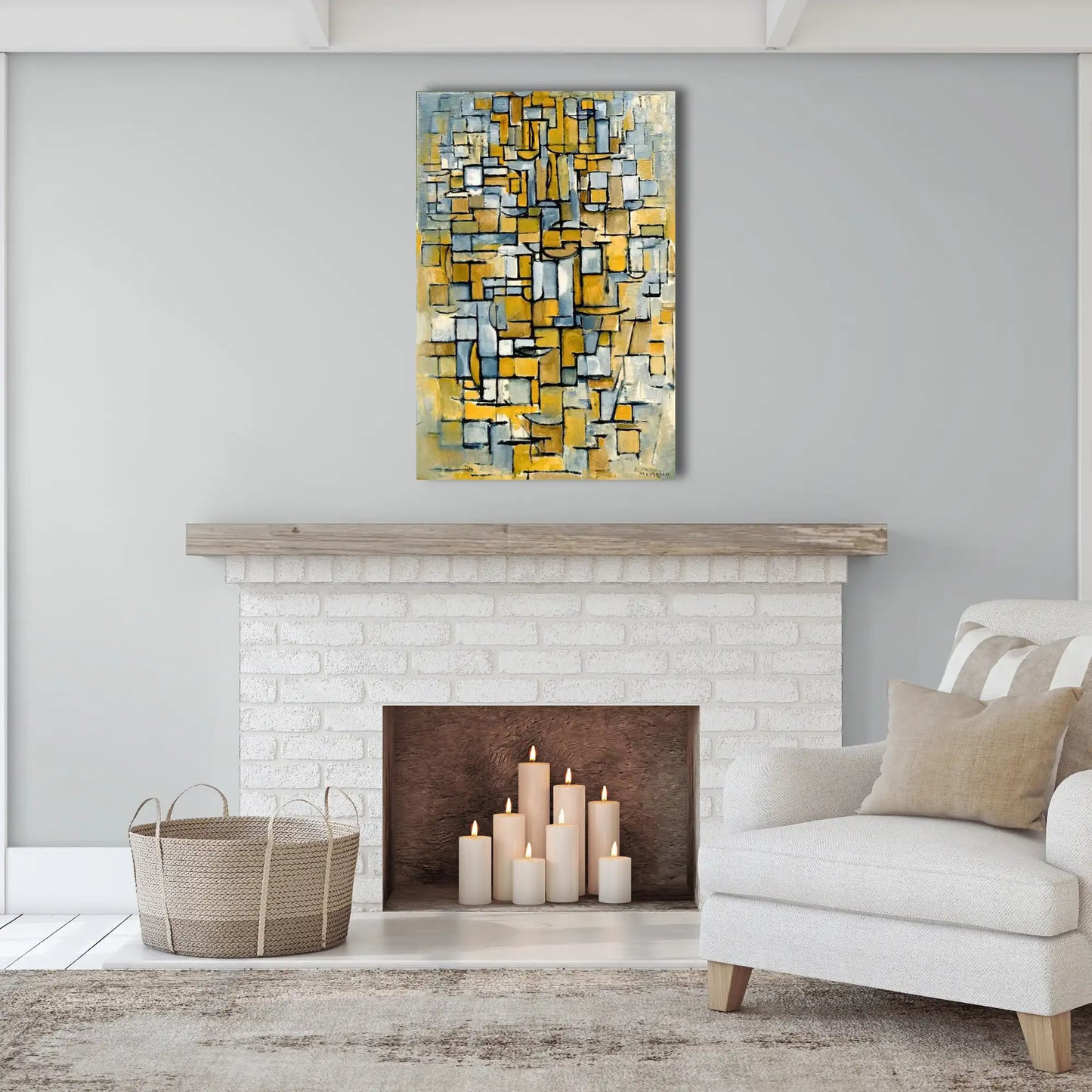 Piet Mondrian – Tableau n°1 : rythmes cubistes en ocre et gris