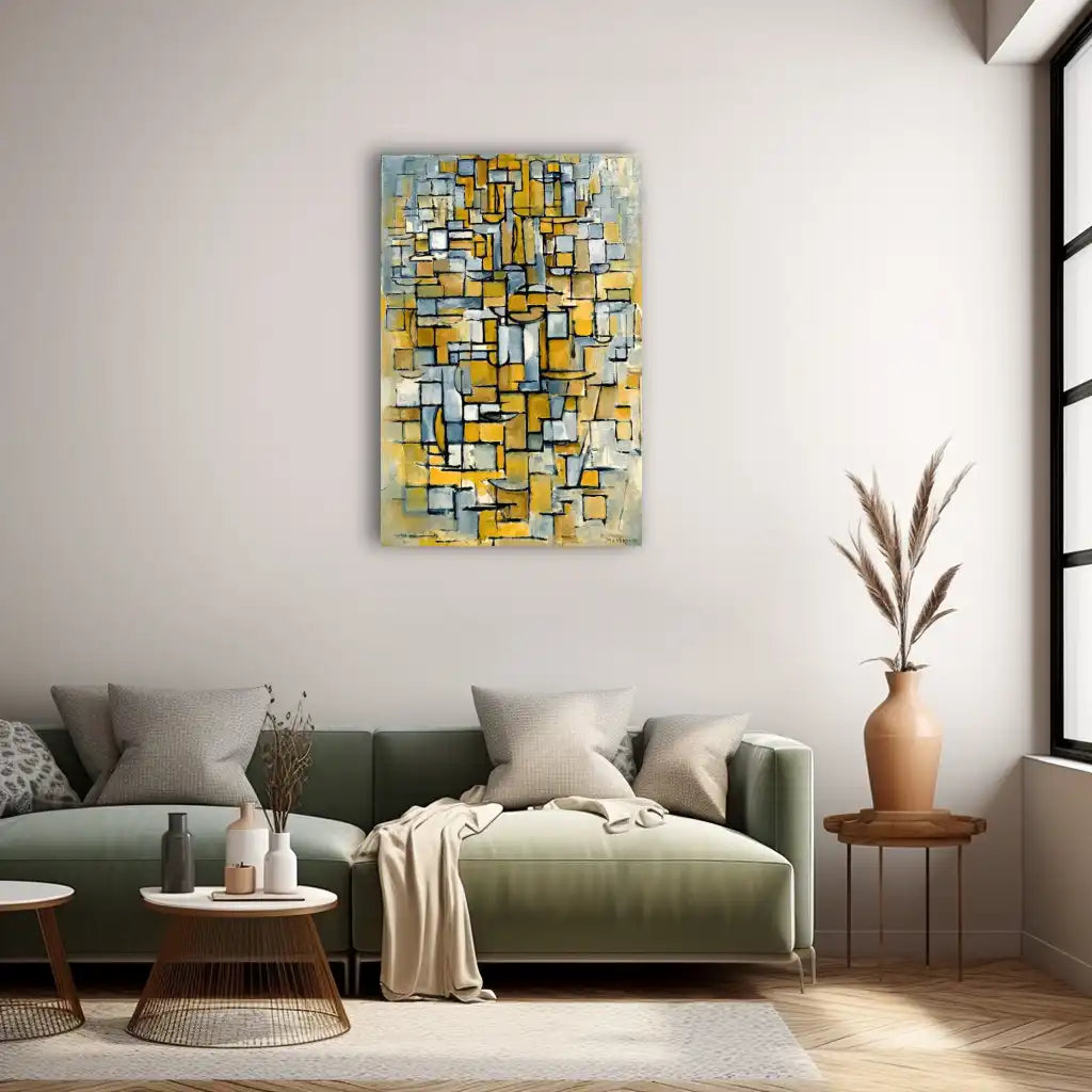 Piet Mondrian – Tableau n°1 : rythmes cubistes en ocre et gris