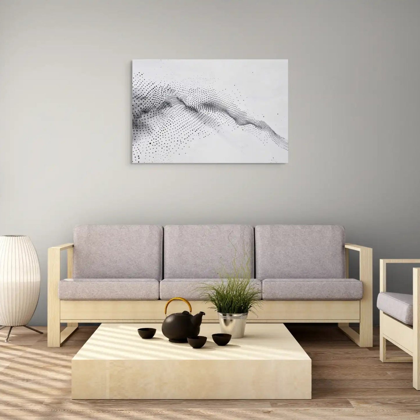 Tableau Abstrait Minimaliste - Harmonie en Noir et Blanc Art Virtuoso