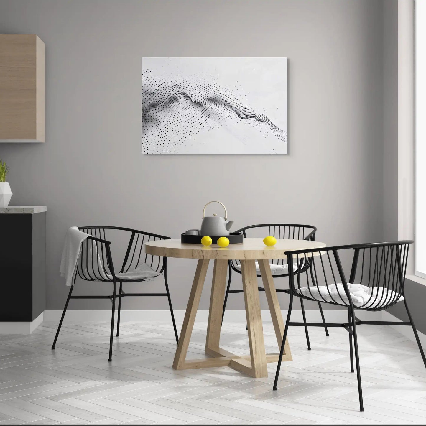 Tableau Abstrait Minimaliste - Harmonie en Noir et Blanc Art Virtuoso