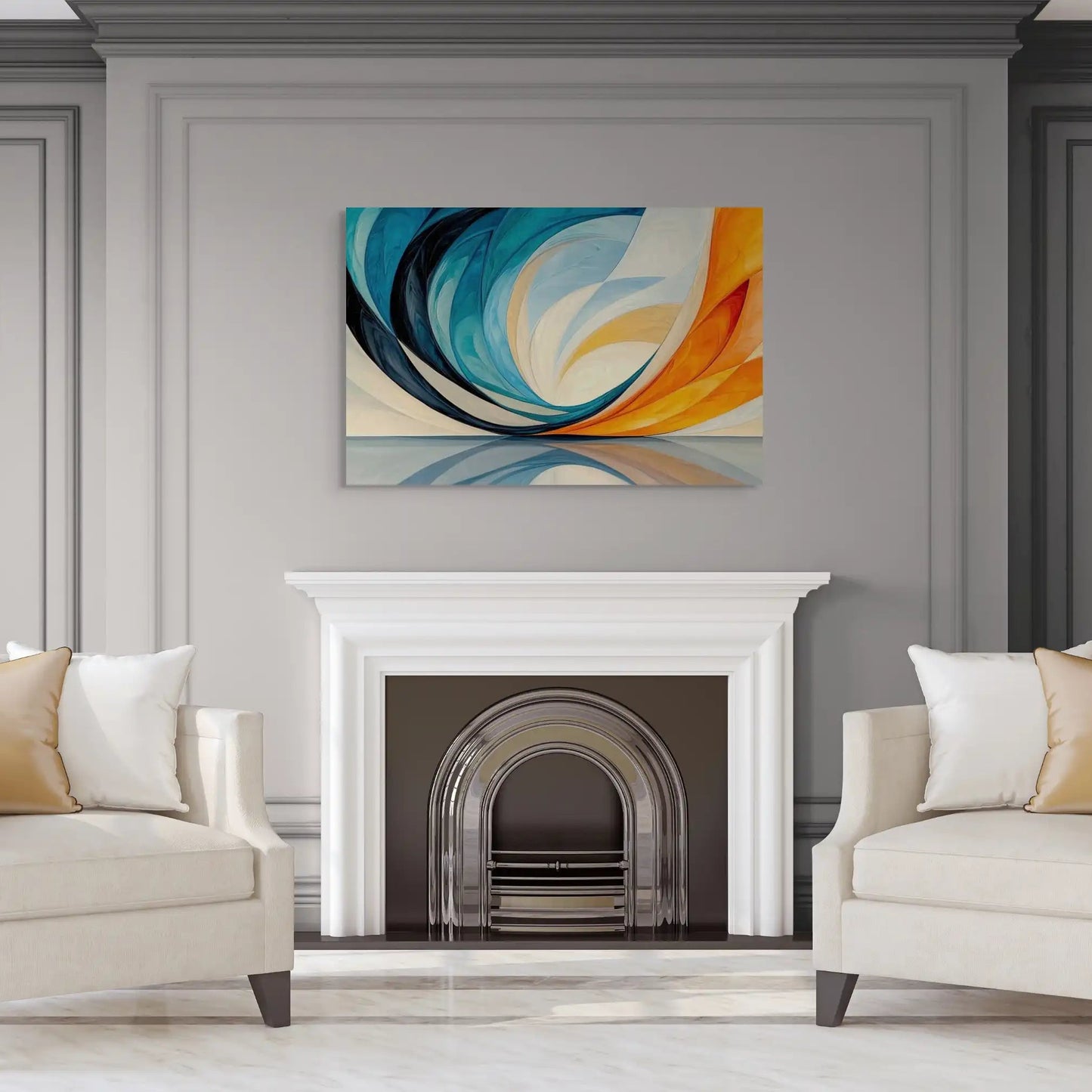 Tableau Art Deco Coloré - Vague Céleste Affiches, reproductions et œuvres graphiques Art Virtuoso