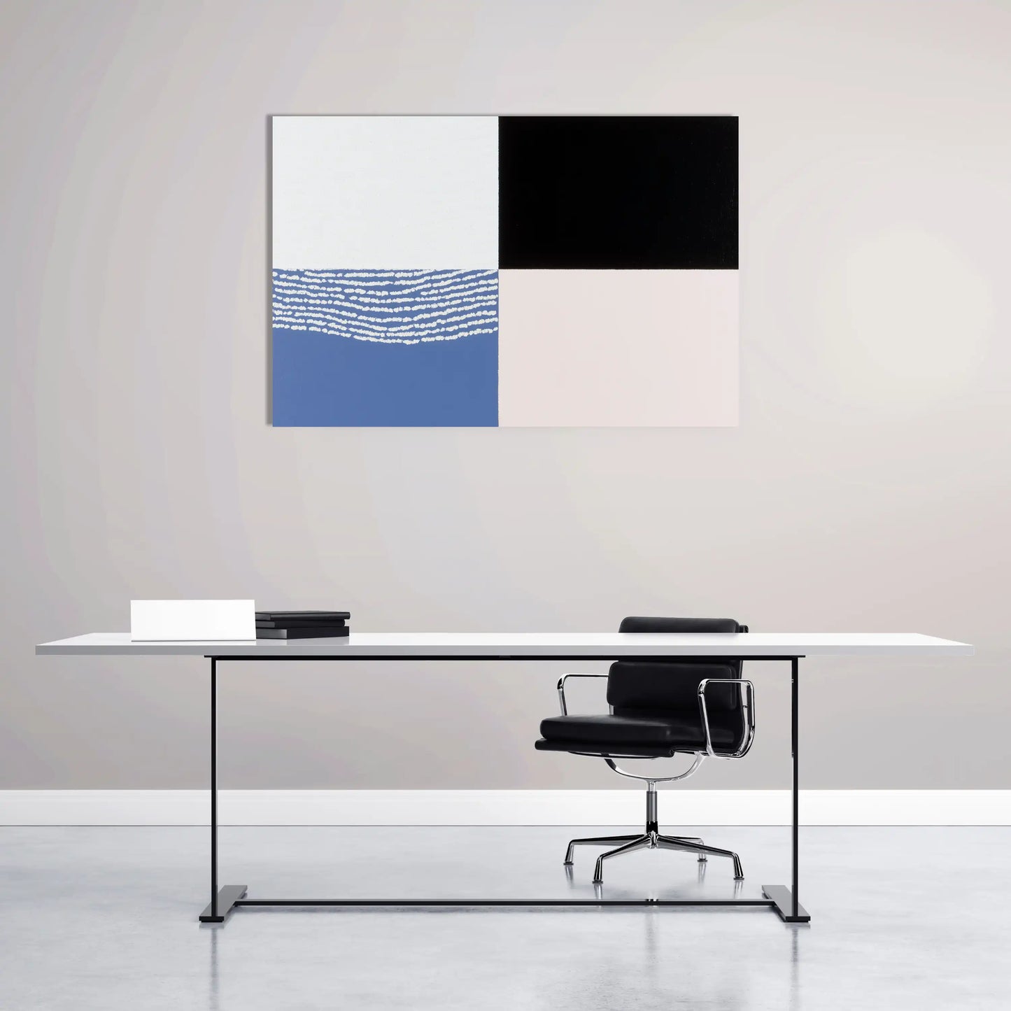 Tableau Minimaliste Géométrique aux Quatre Panneaux Contrastés