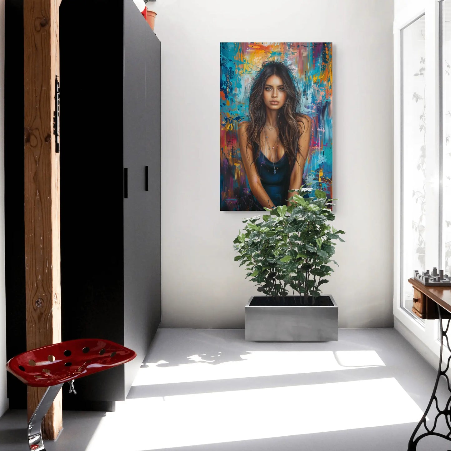 Tableau Peinture Femme Sensuelle sur fond Abstrait Art Virtuoso