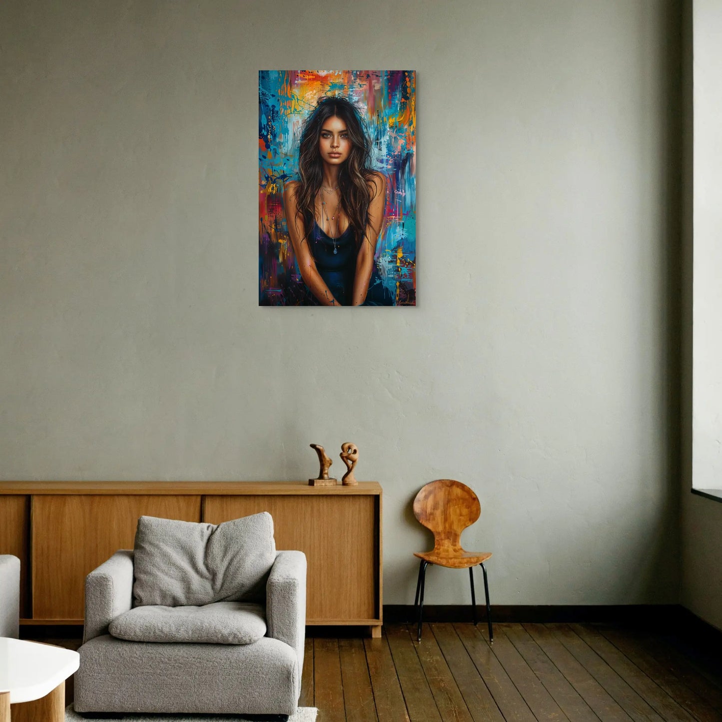 Tableau Peinture Femme Sensuelle sur fond Abstrait Art Virtuoso
