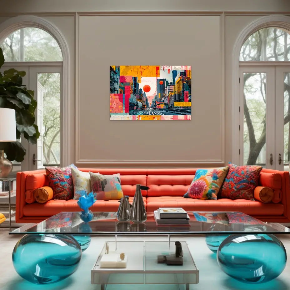 Tableau Pop Art - Street Art - Ville en Patchwork Art Virtuoso