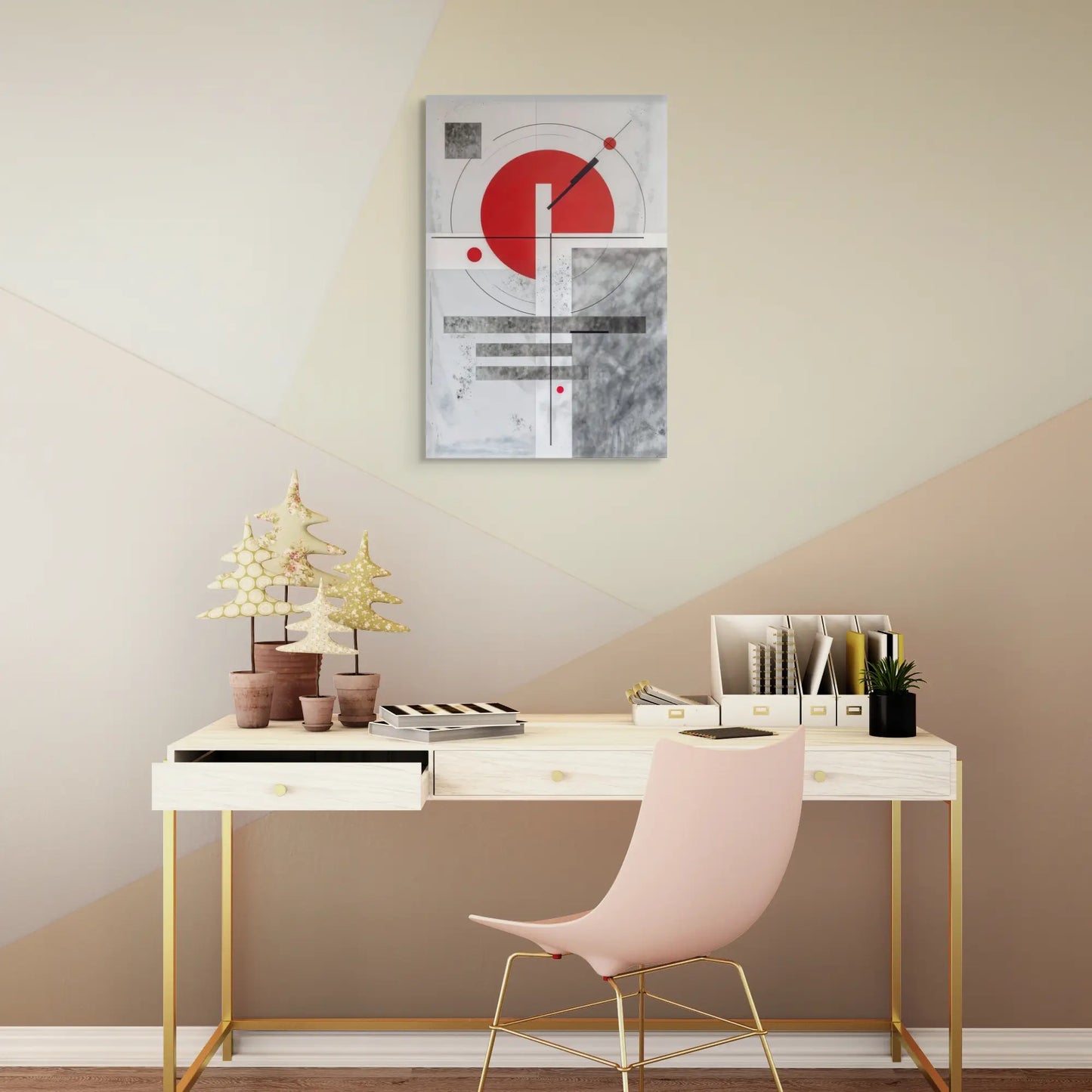 Tableau Rouge Gris Suprématiste Art Virtuoso