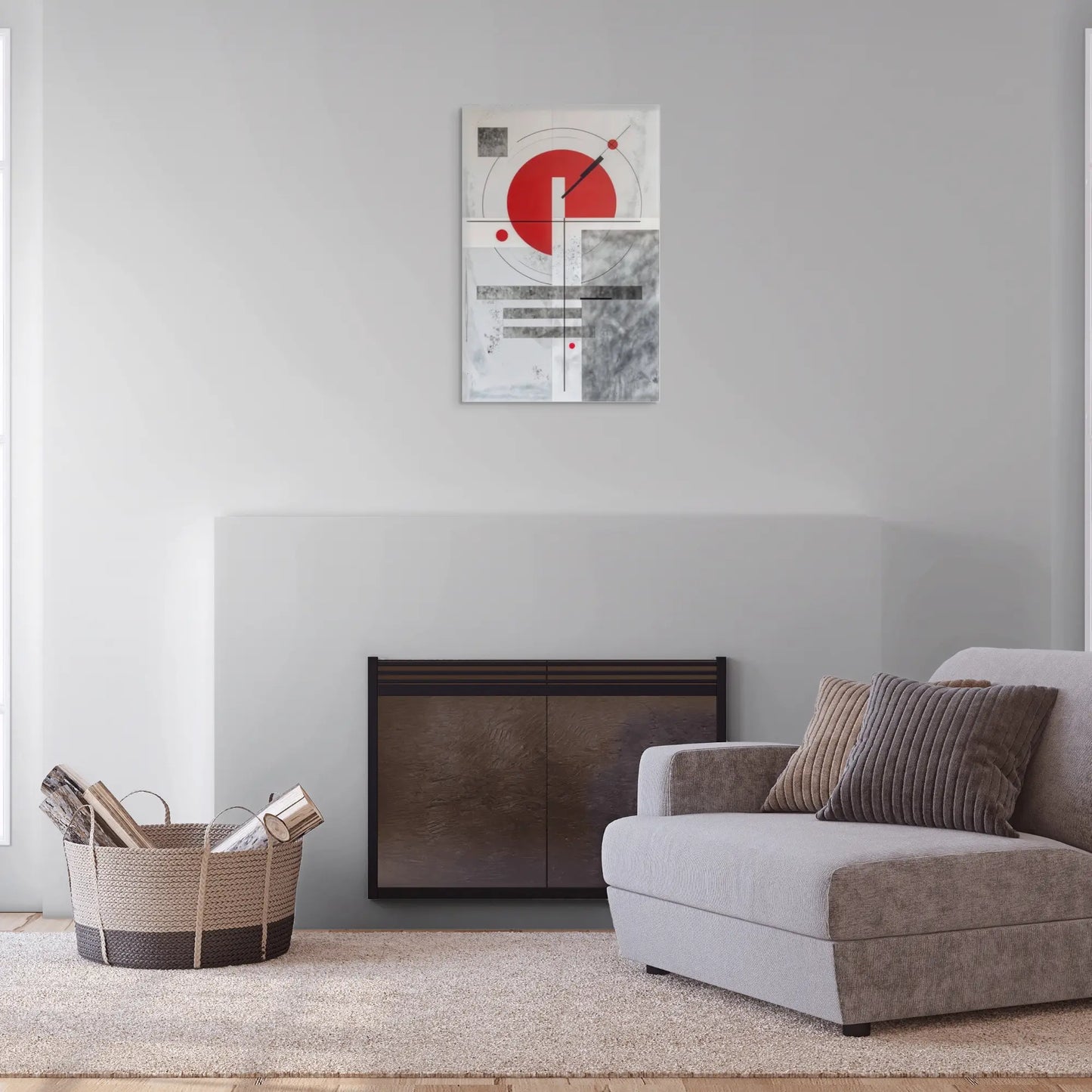 Tableau Rouge Gris Suprématiste Art Virtuoso