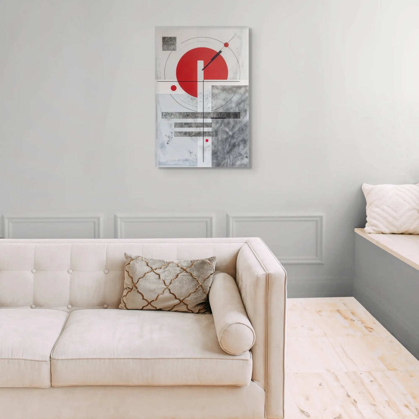 Tableau Rouge Gris Suprématiste Art Virtuoso