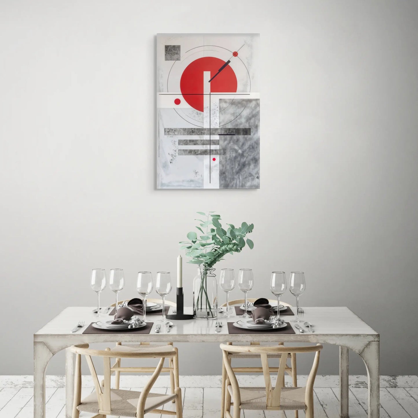 Tableau Rouge Gris Suprématiste Art Virtuoso