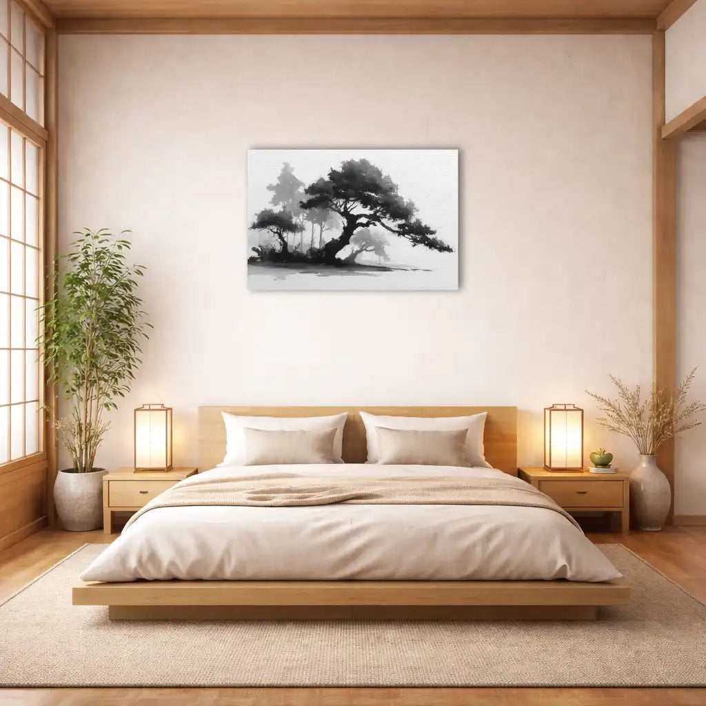 Sumi-e Pine Forest – Ancestral Stability and Breath of Time Wall Art