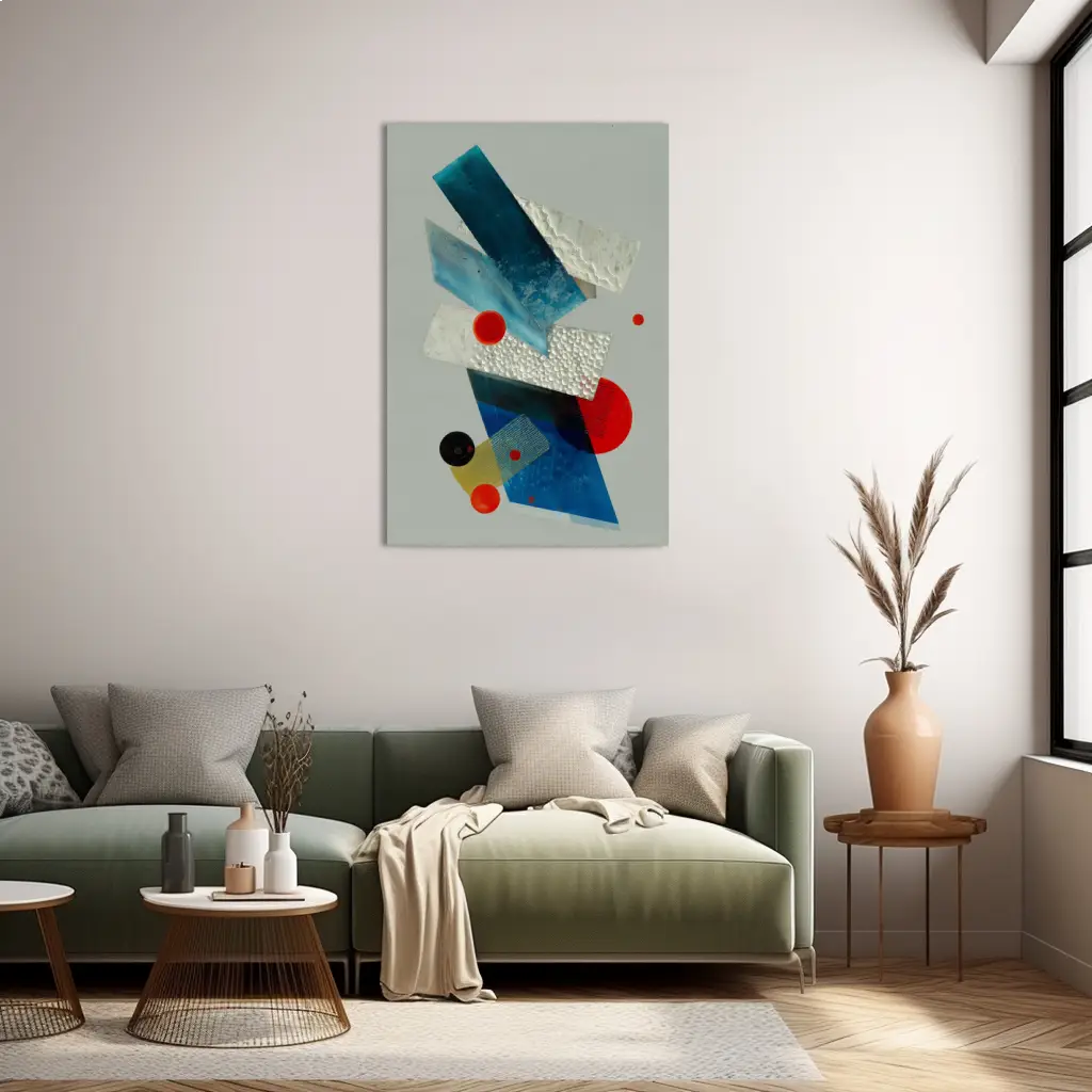 Tableau arctique minimal azur et orbes carmin