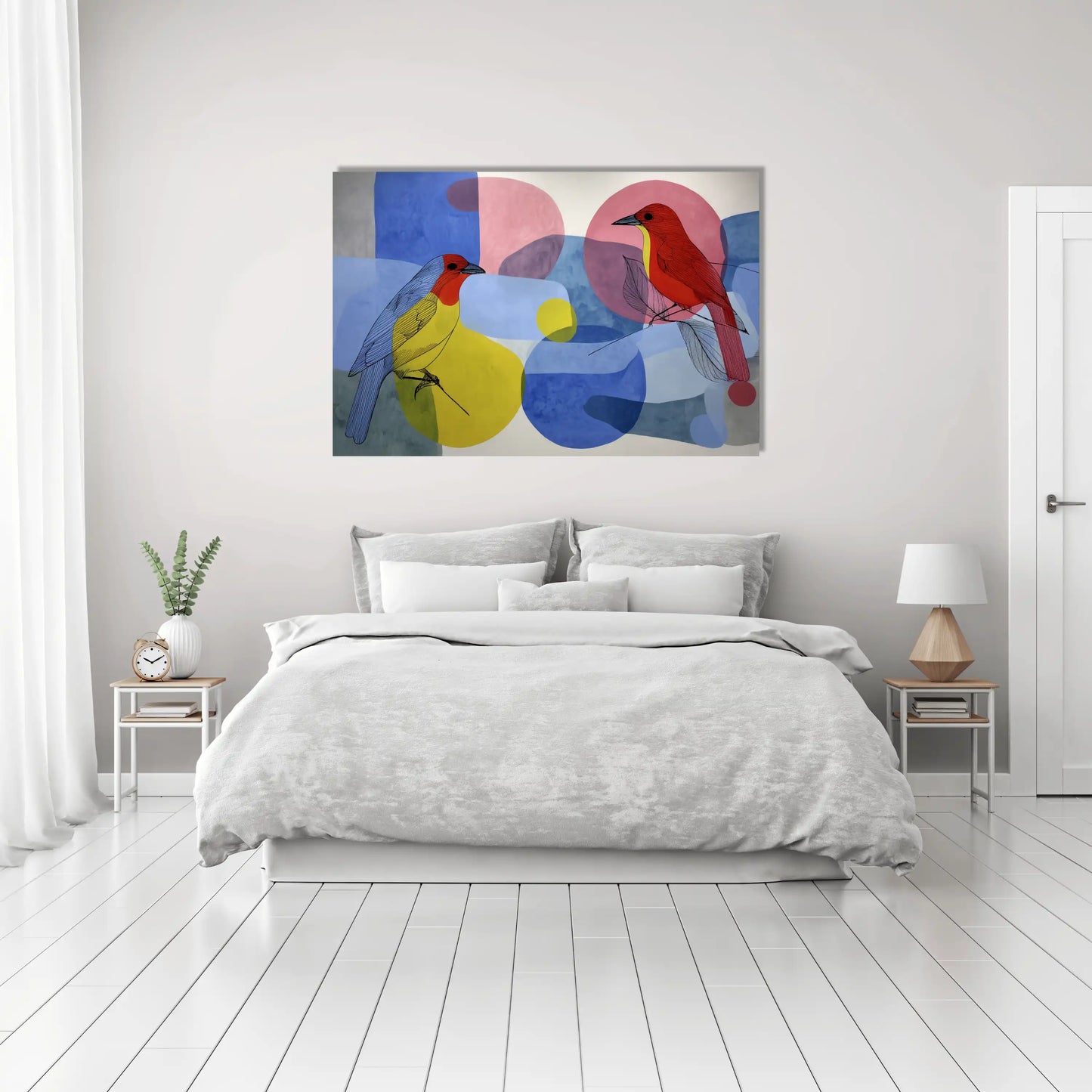Tableau Nordique 2 - oiseaux et bulles scandinave