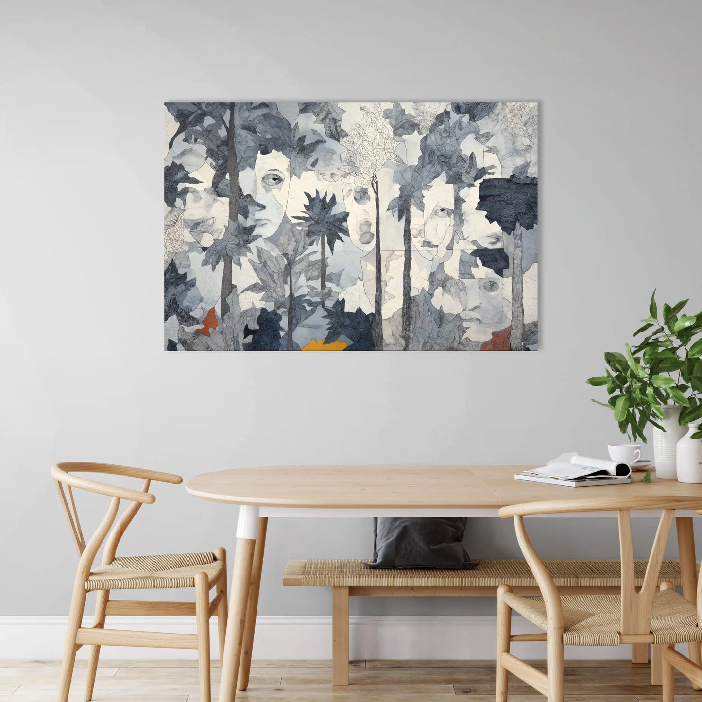 Toile Bois fantôme – Forêt spectrale aux reflets d’argent