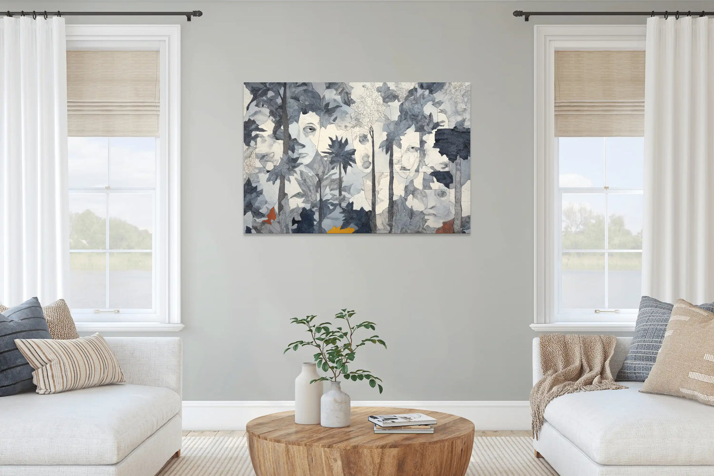 Toile Bois fantôme – Forêt spectrale aux reflets d’argent