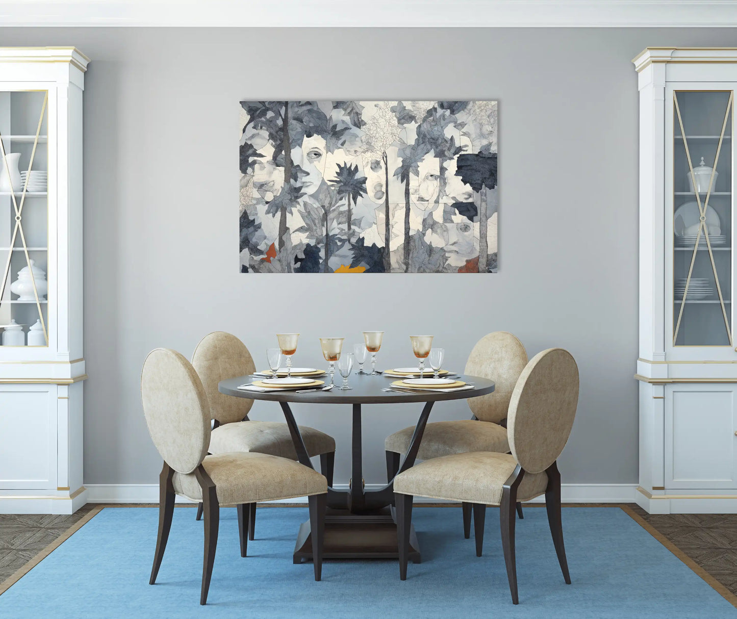 Toile Bois fantôme – Forêt spectrale aux reflets d’argent