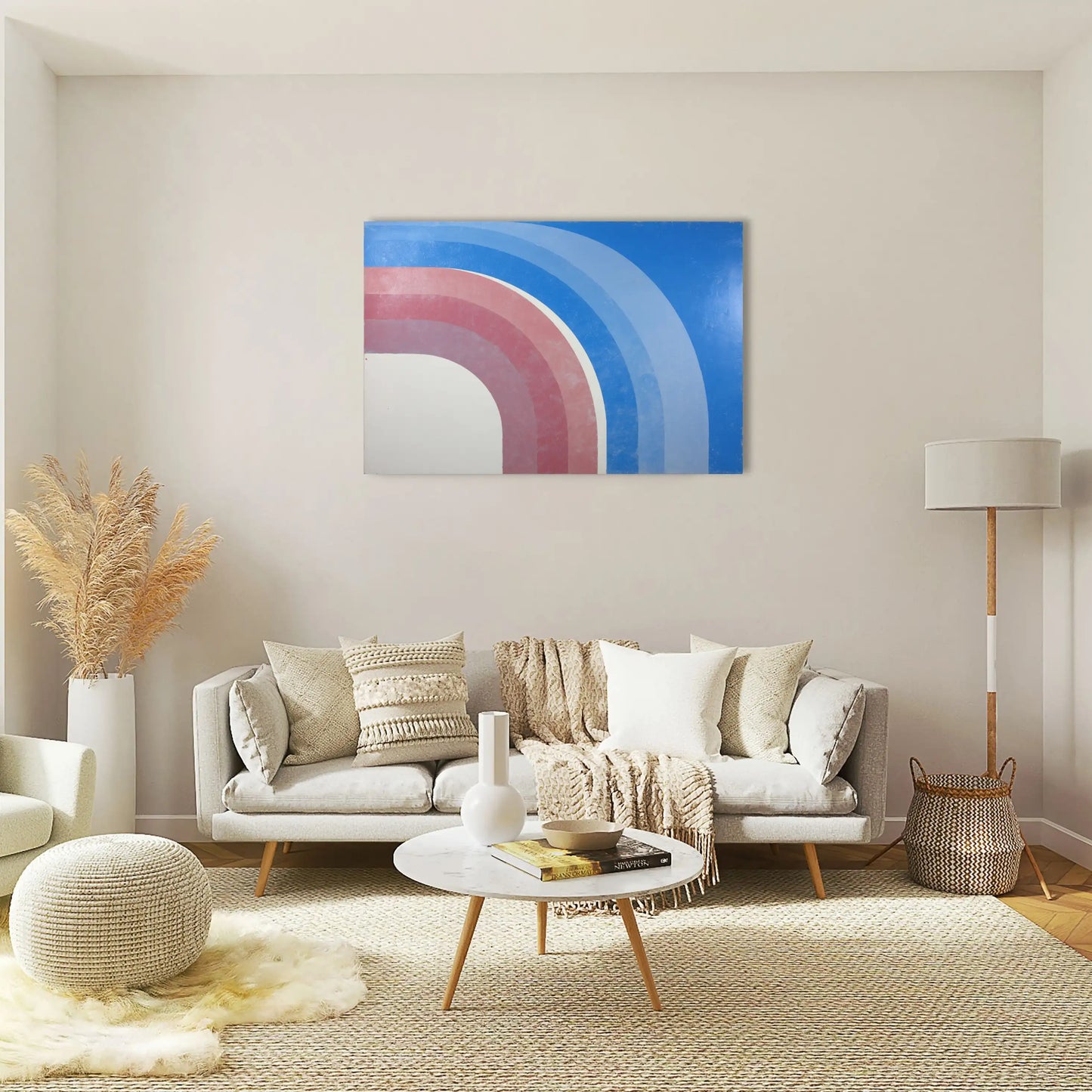 Toile Minimaliste à Arcs Concentriques - Courbes Lumineuses