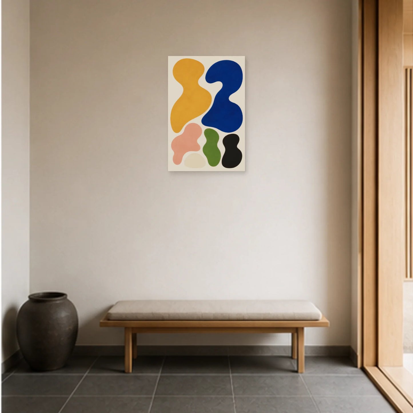 Affiche abstraite - Famille biomorphique dans une entrée ou un couloir - Art Virtuoso