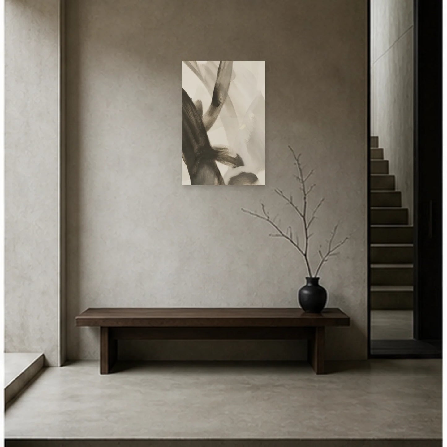 Affiche abstraite - Graphite vivant dans une entrée ou un couloir - Art Virtuoso