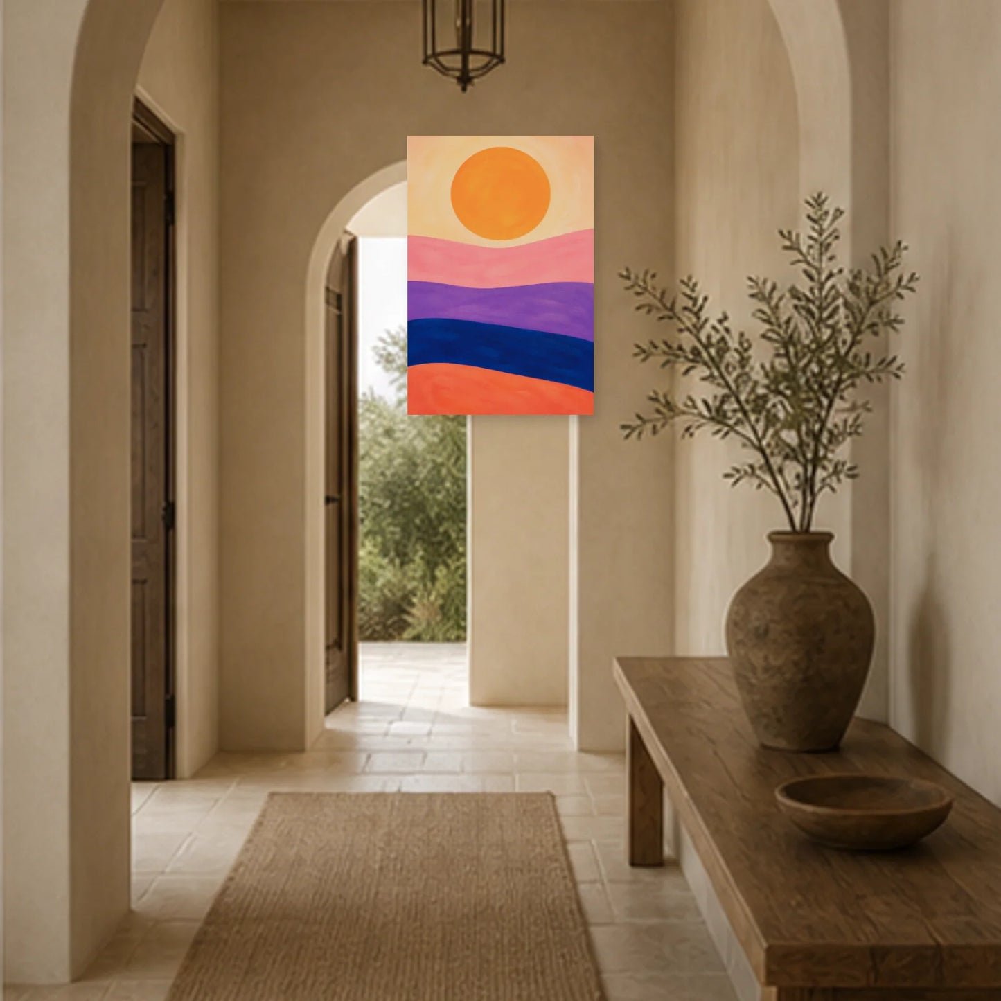 Affiche abstraite - Horizon solaire dans une entrée ou un couloir - Art Virtuoso
