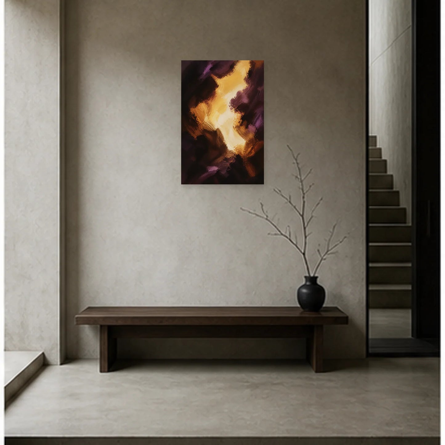 Affiche abstraite - Lumière dans la matière dans une entrée ou un couloir - Art Virtuoso