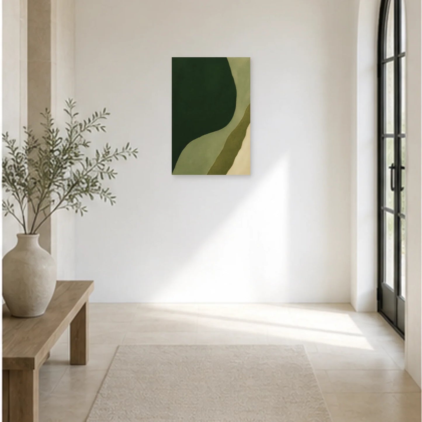 Affiche abstraite - Silence vert dans une entrée ou un couloir - Art Virtuoso