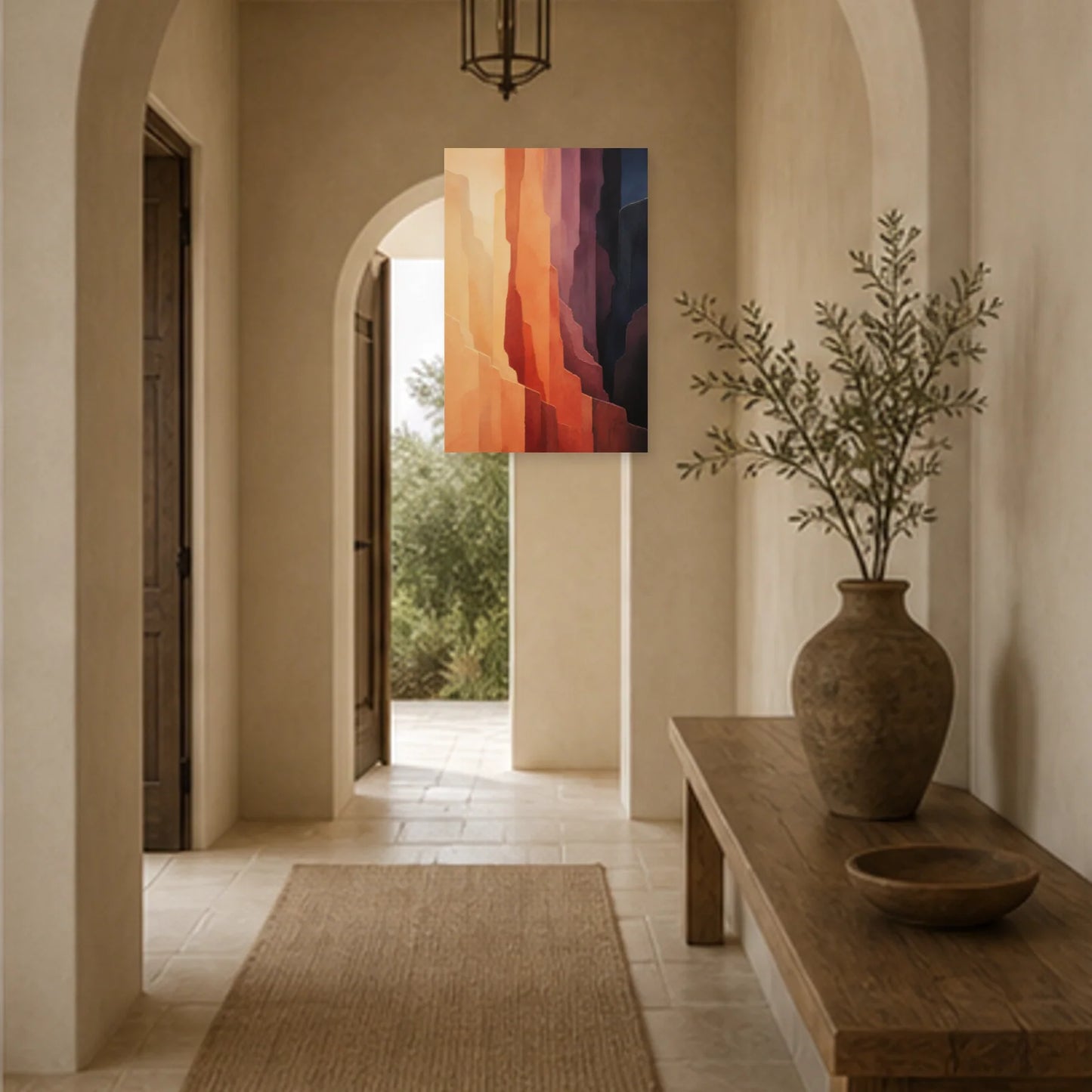 Affiche abstraite - Strates du désert dans une entrée ou un couloir - Art Virtuoso