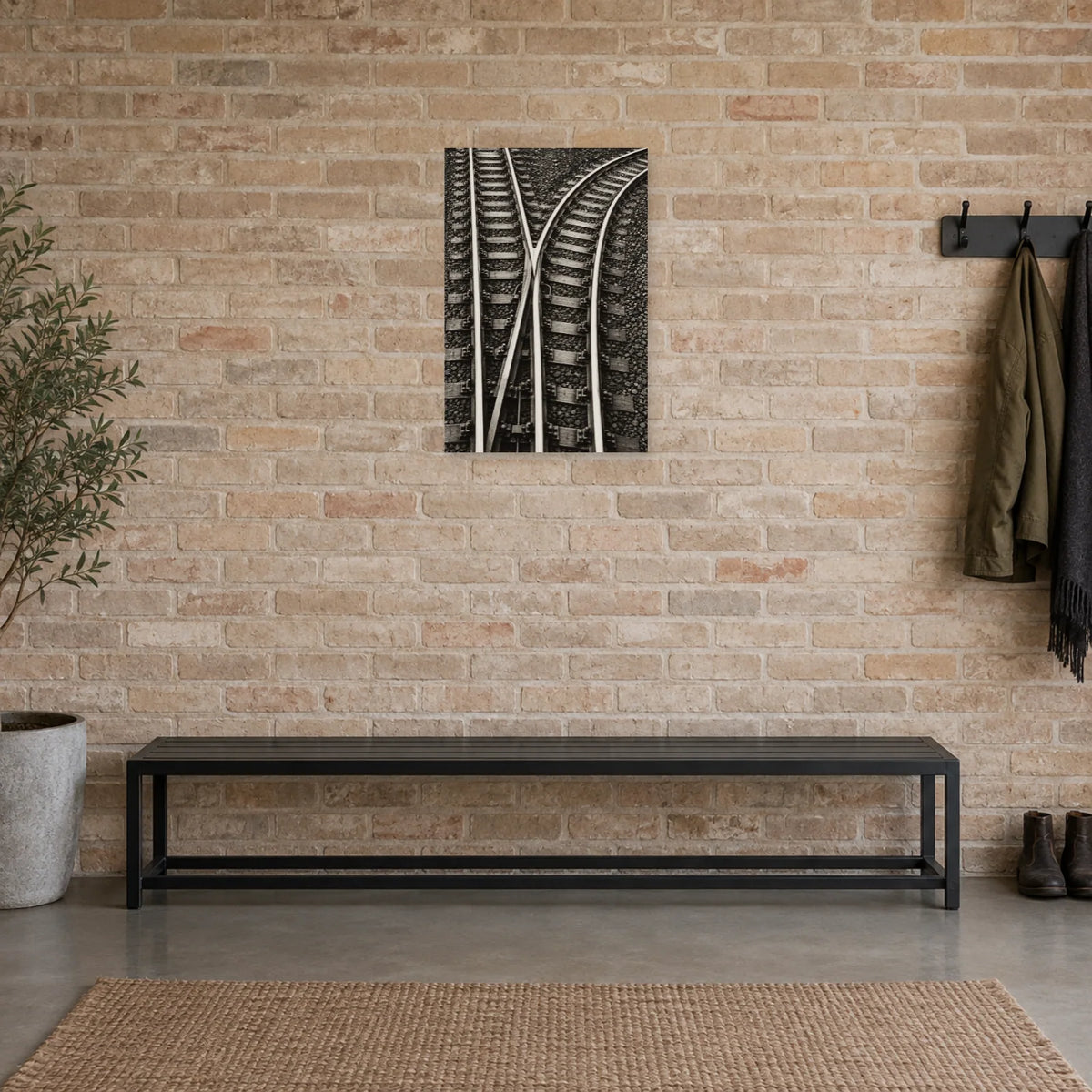Affiche Aiguillage - Géométrie des rails dans une entrée ou un couloir - Art Virtuoso