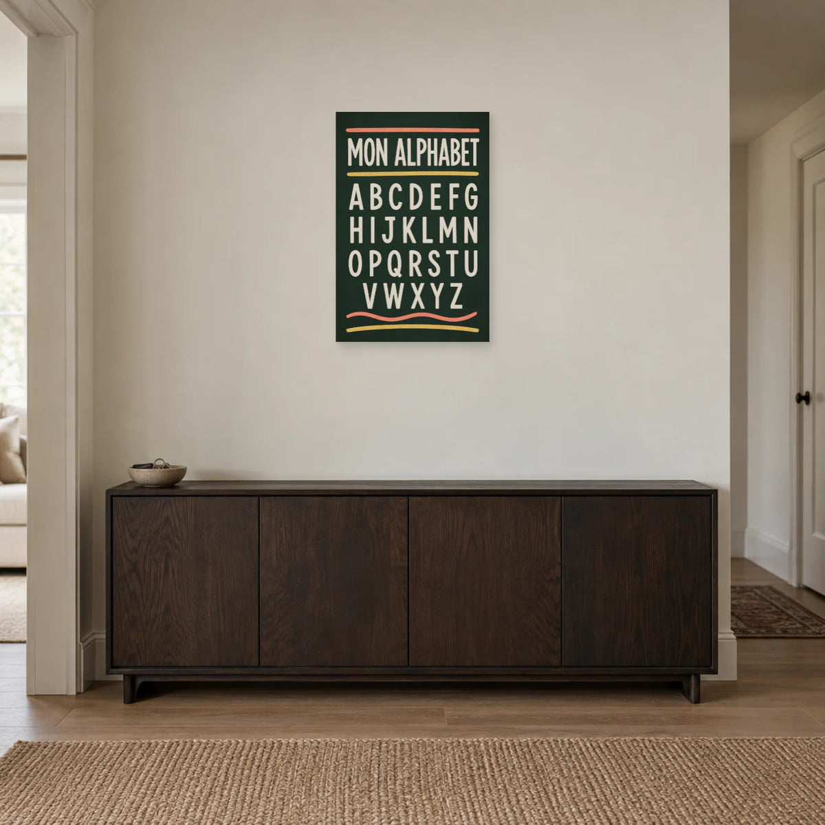 Affiche Alphabet ardoise, craie nette dans une entrée ou un couloir - Art Virtuoso