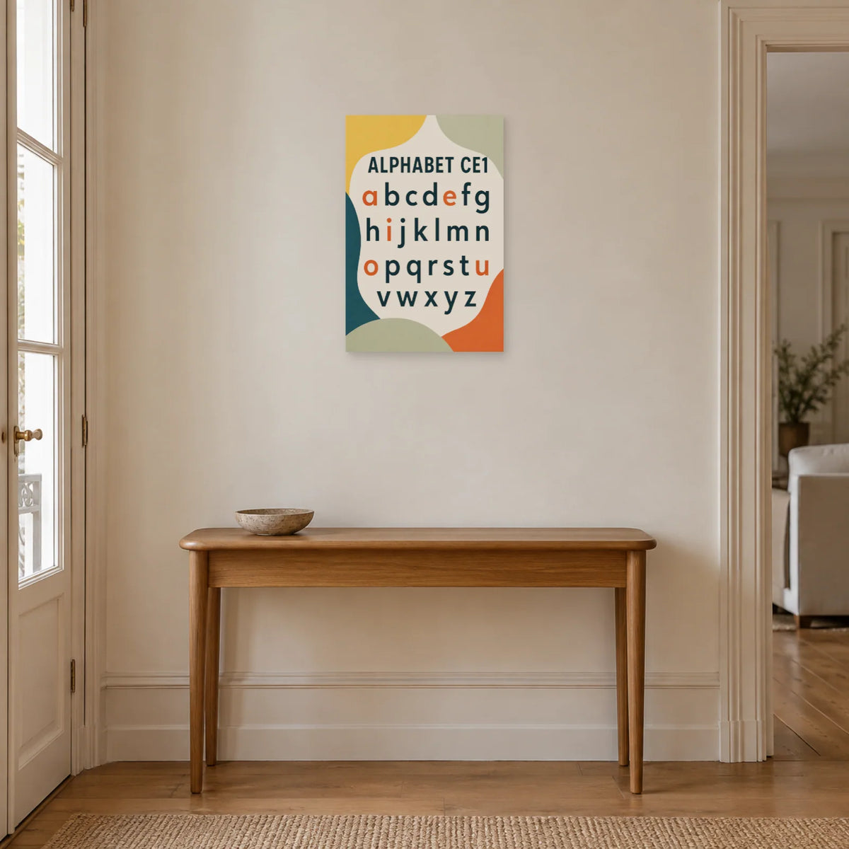 Affiche Alphabet CE1, atelier des lettres dans une entrée ou un couloir - Art Virtuoso
