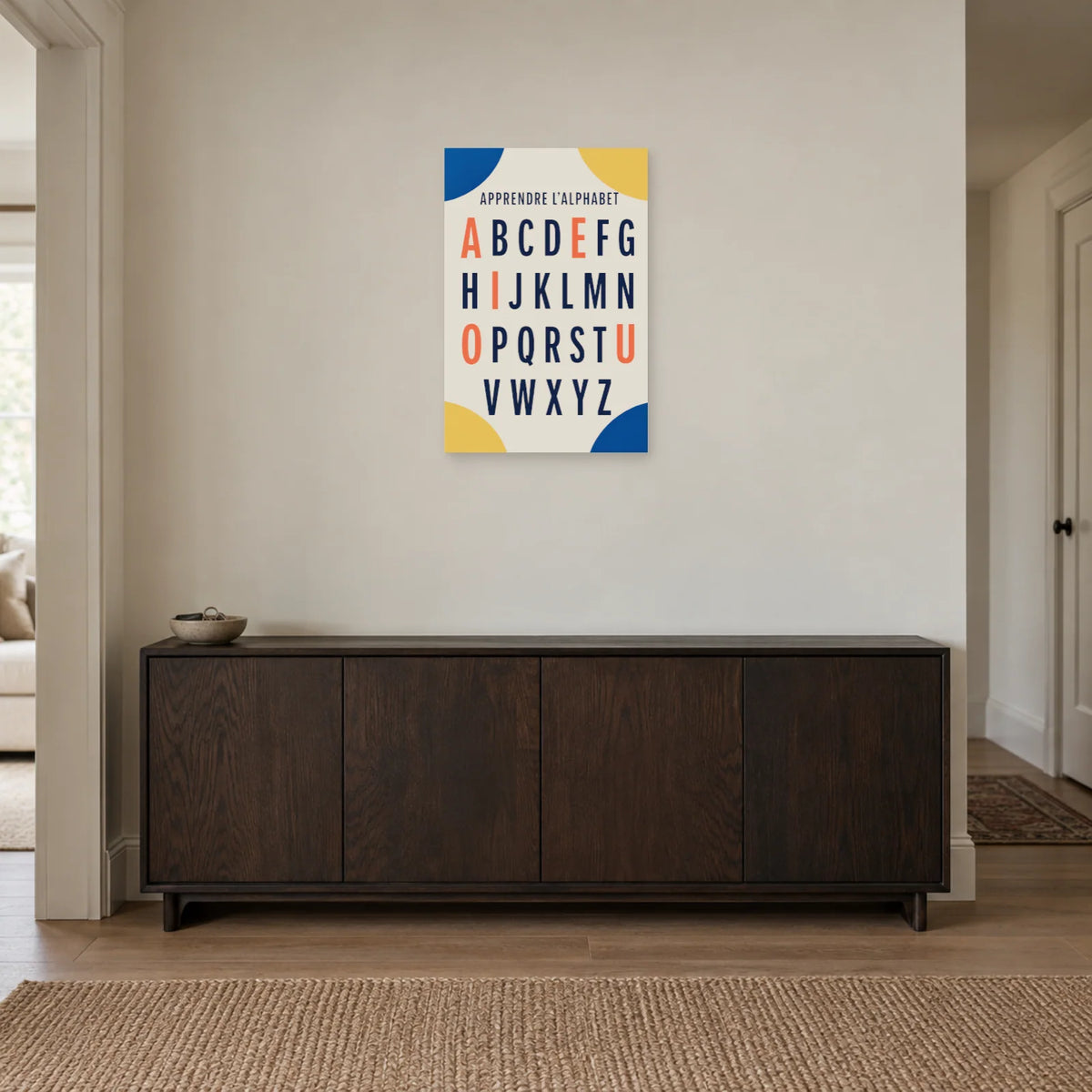 Affiche Alphabet éducatif, couleurs repères dans une entrée ou un couloir - Art Virtuoso