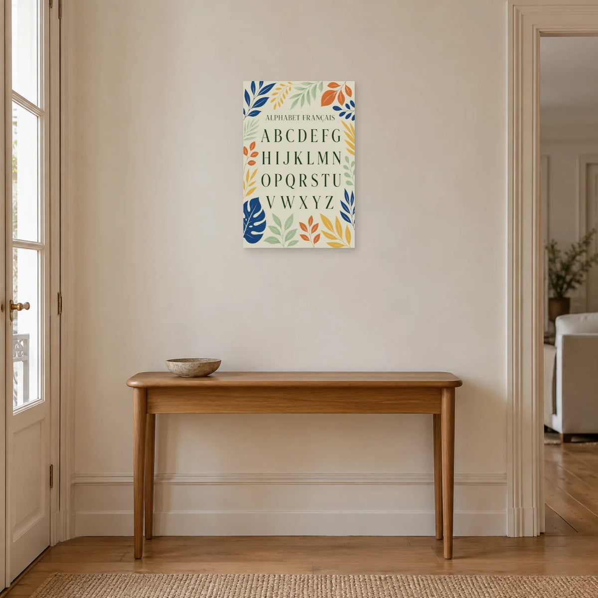 Affiche Alphabet français, jardin graphique dans une entrée ou un couloir - Art Virtuoso