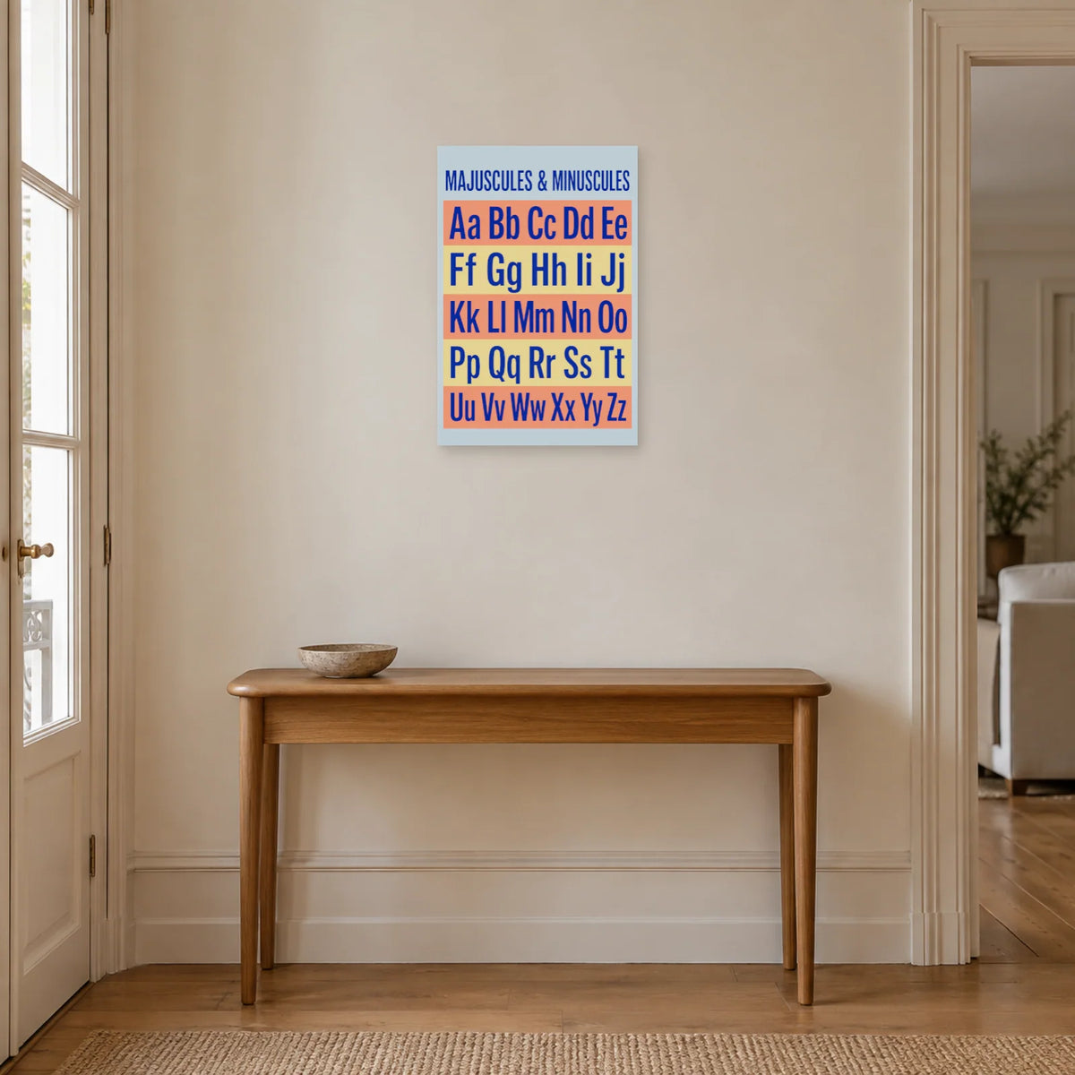 Affiche Majuscules et minuscules, duo cobalt dans une entrée ou un couloir - Art Virtuoso