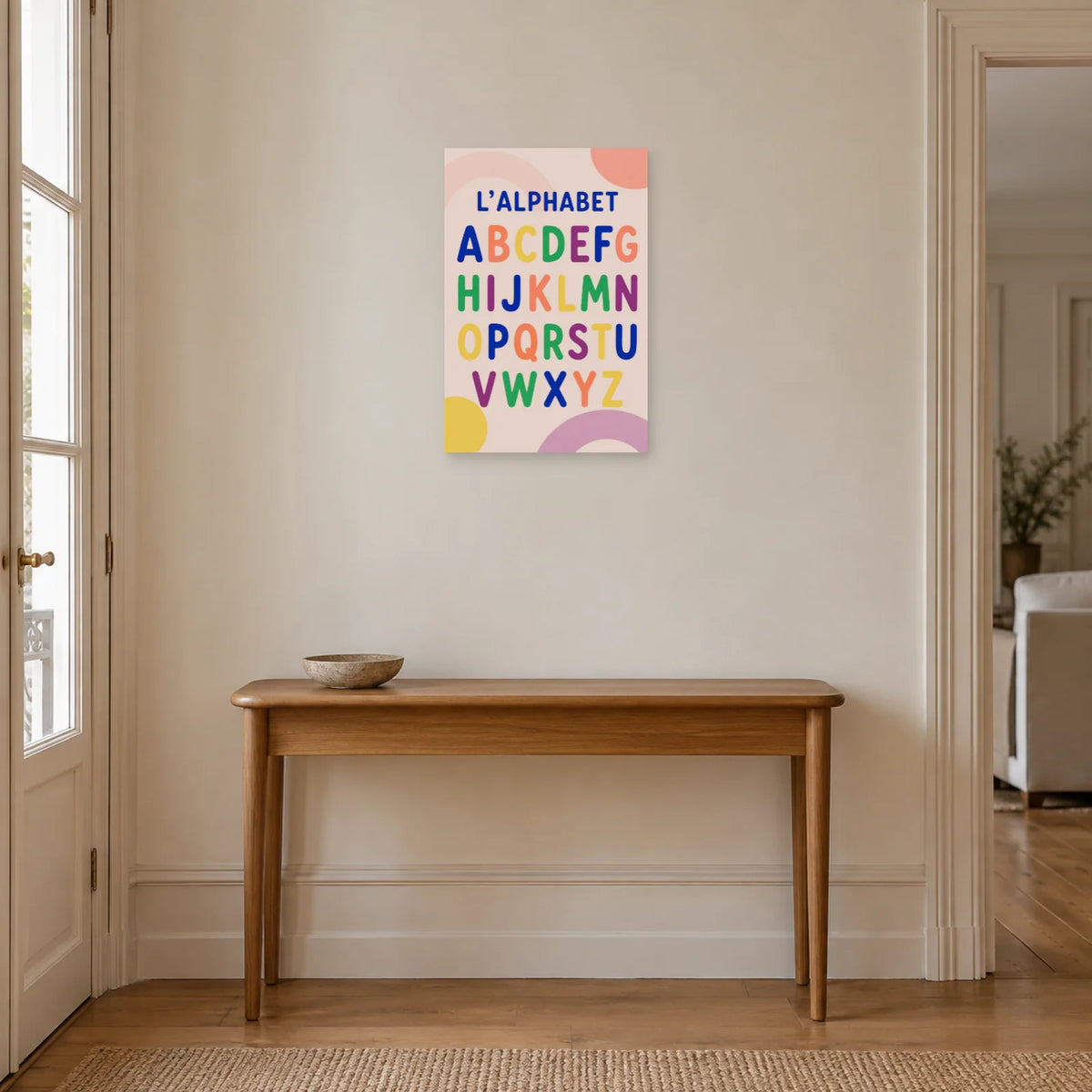 Affiche Alphabet maternelle, ronde des couleurs dans une entrée ou un couloir - Art Virtuoso