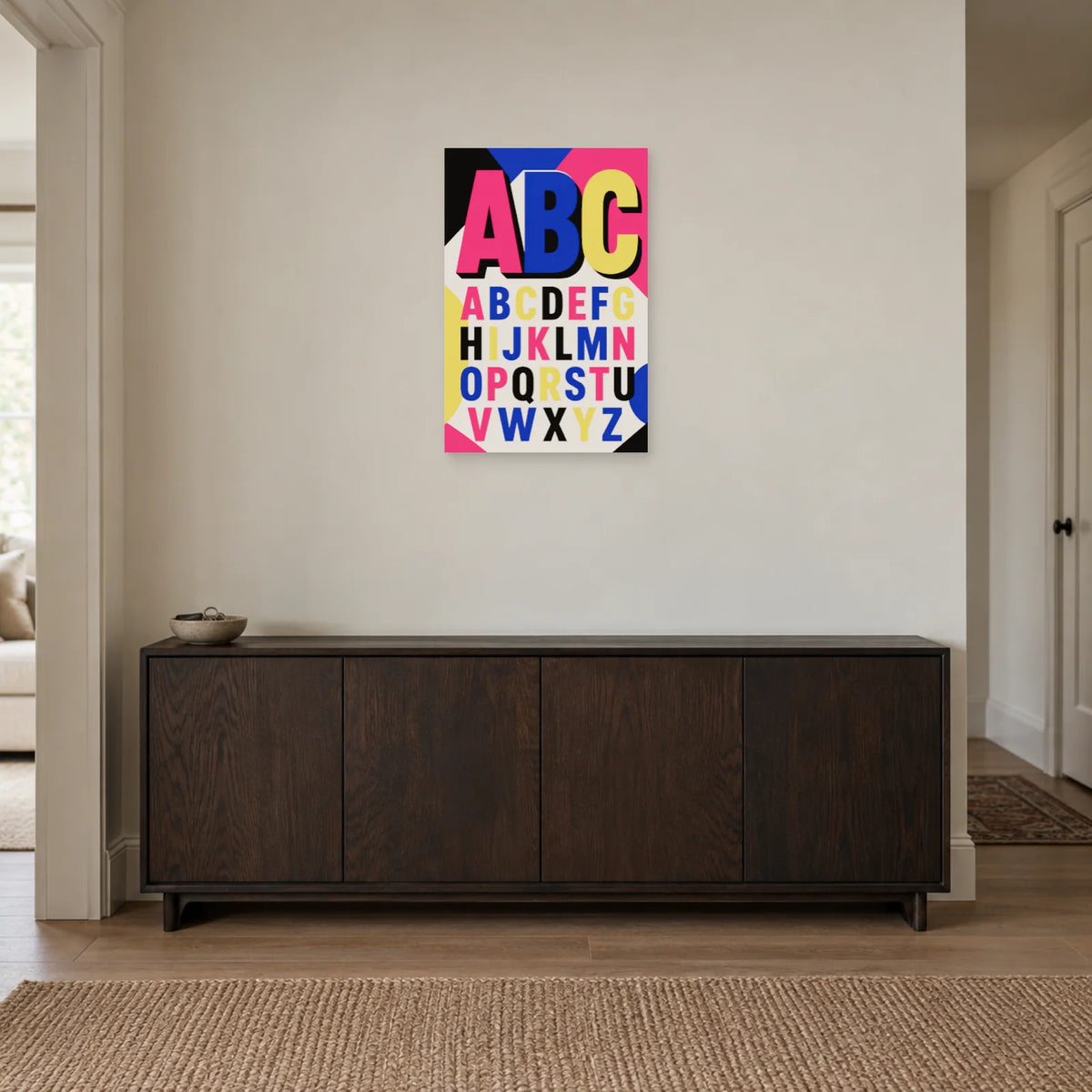 Affiche Alphabet pop, énergie primaire dans une entrée ou un couloir - Art Virtuoso