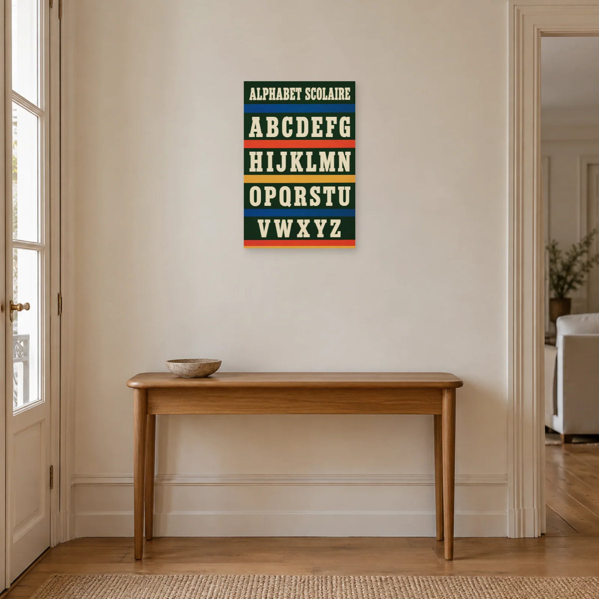 Affiche Alphabet scolaire, rythme primaire dans une entrée ou un couloir - Art Virtuoso