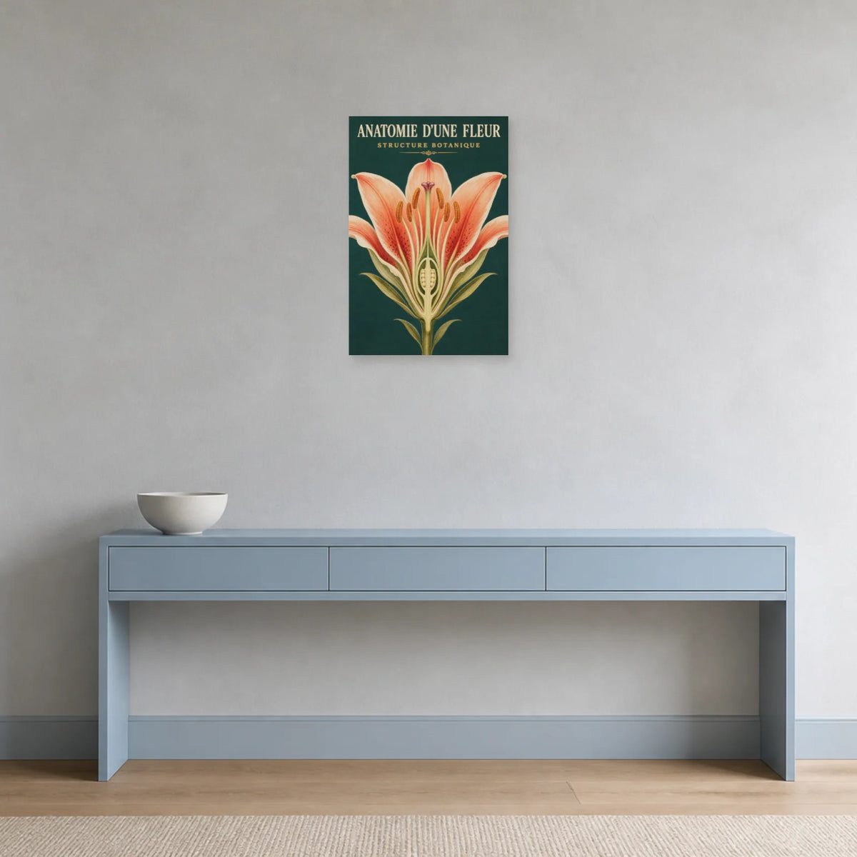 Affiche Anatomie d'une Fleur – Structure Botanique dans une entrée ou un couloir - Art Virtuoso